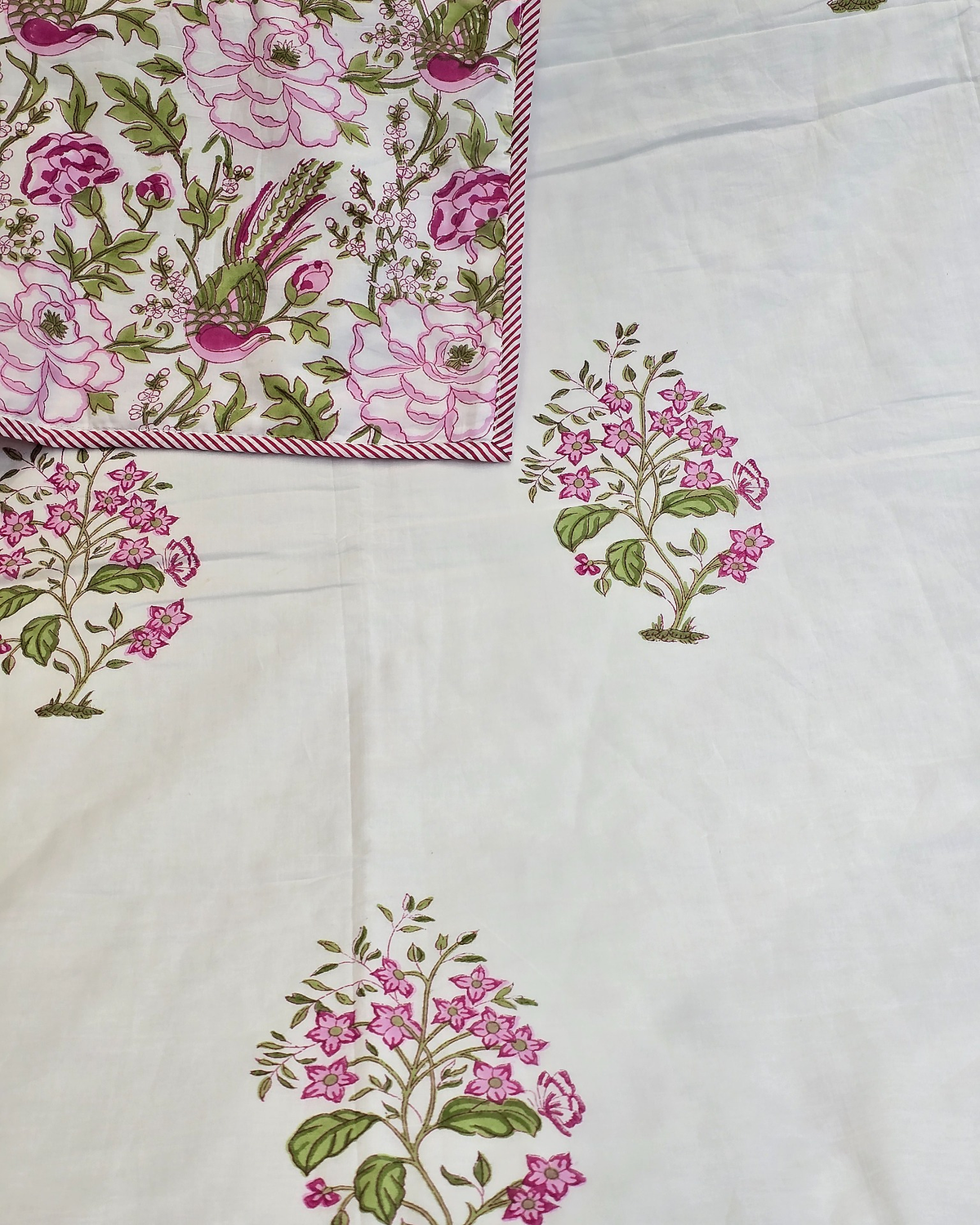 GULABI GULSHAN FLORAL HAND BLOCK COTTON DOHAR