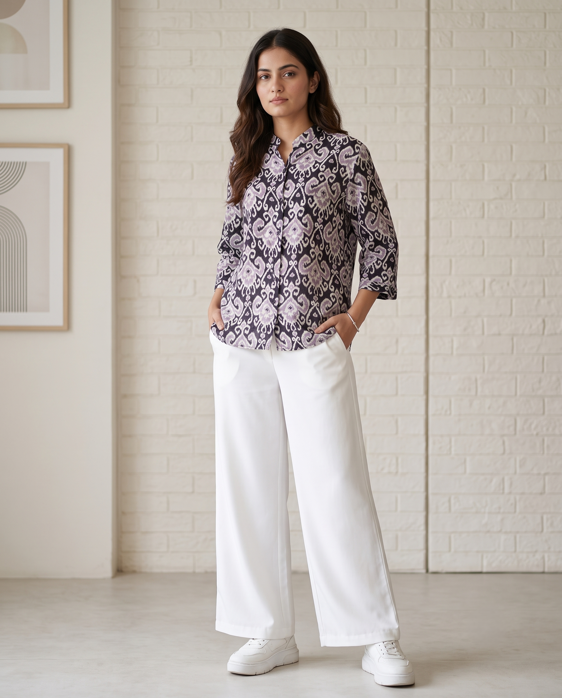 Bamboo Silk 150 GM Ikat Print Shirt
