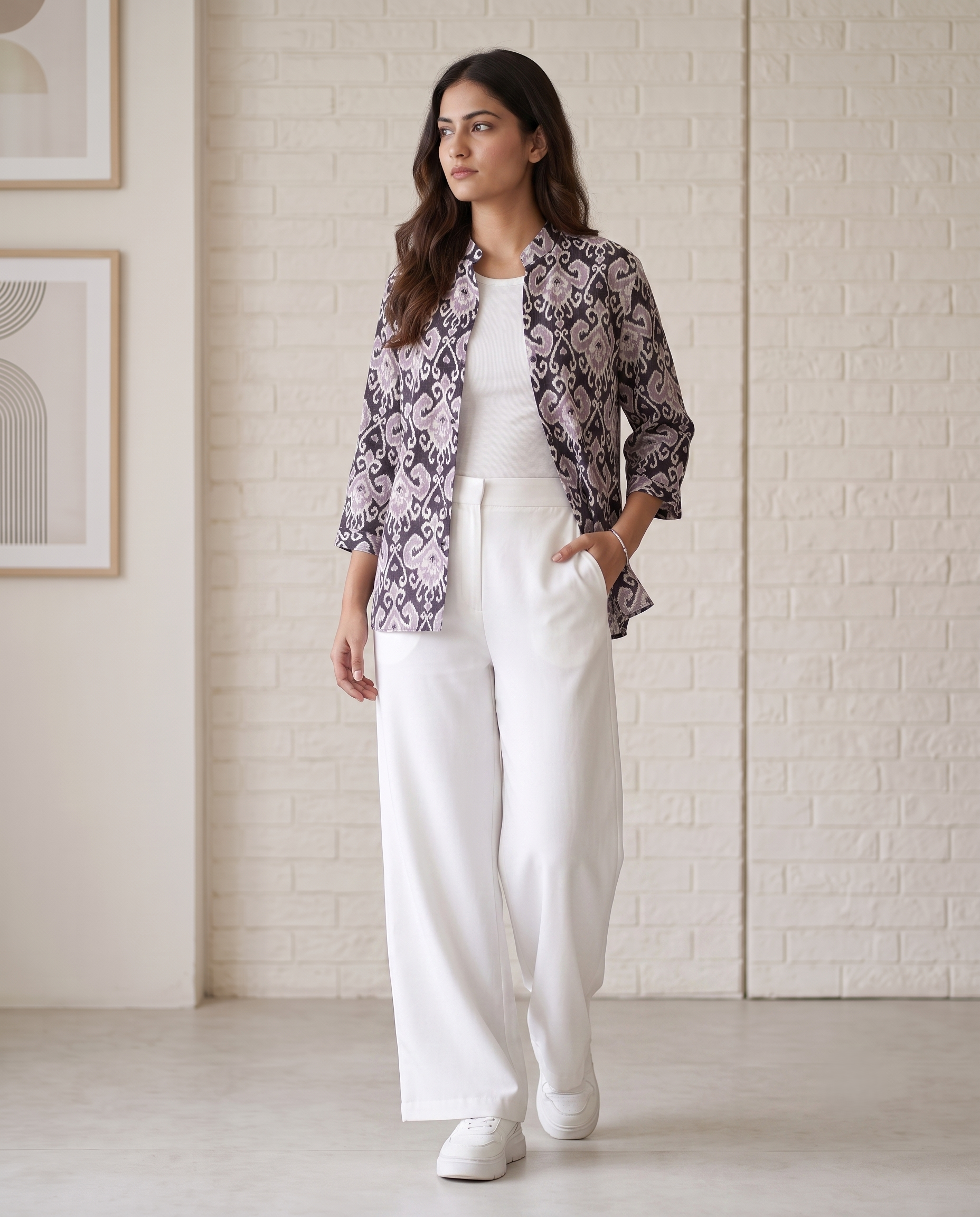 Bamboo Silk 150 GM Ikat Print Shirt