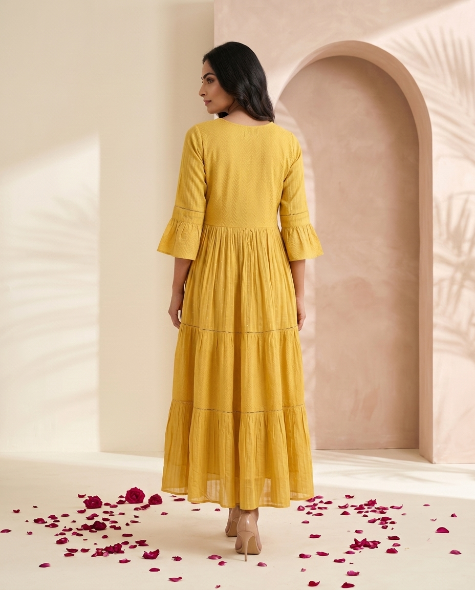 THE GOLDEN BLOOM MUL COTTON DRESS