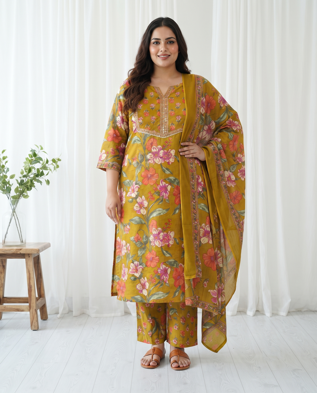 AANYA BLOOM 3 PC SET - MUSTARD