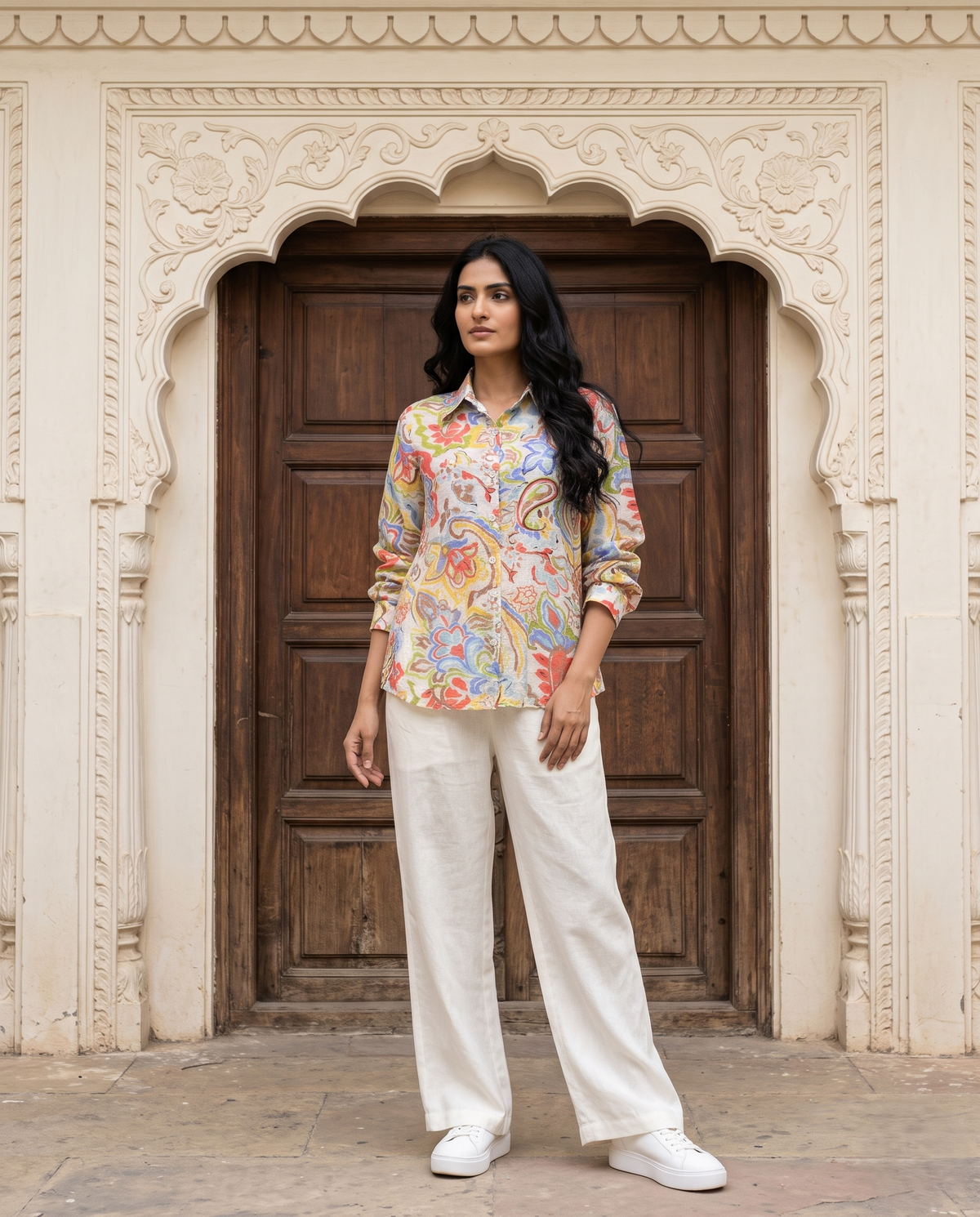 Bamboo Silk 150 GM Multicolour Artistic Paisley Shirt