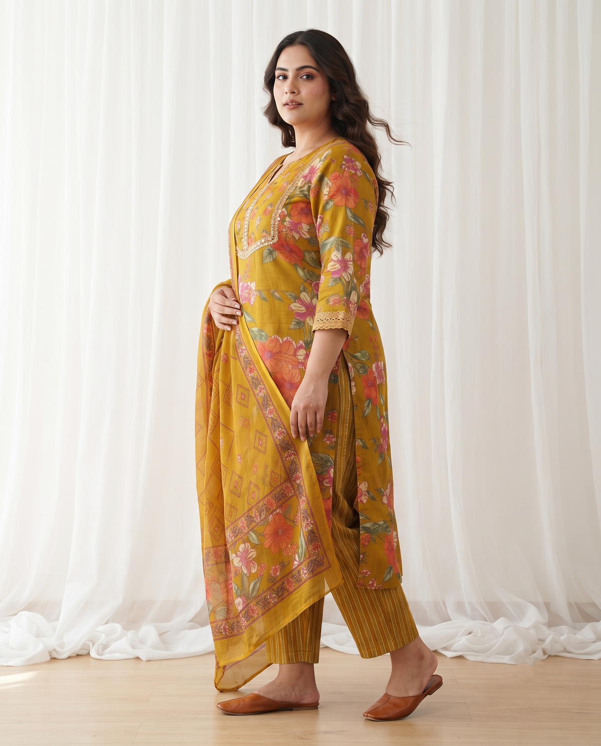 AANYA BLOOM 3 PC SET - MUSTARD