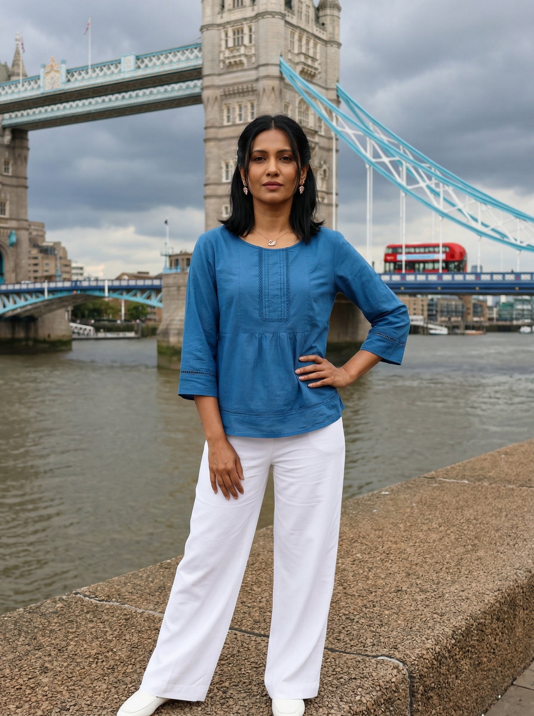 THE ELARA BLUE COTTON  TOP