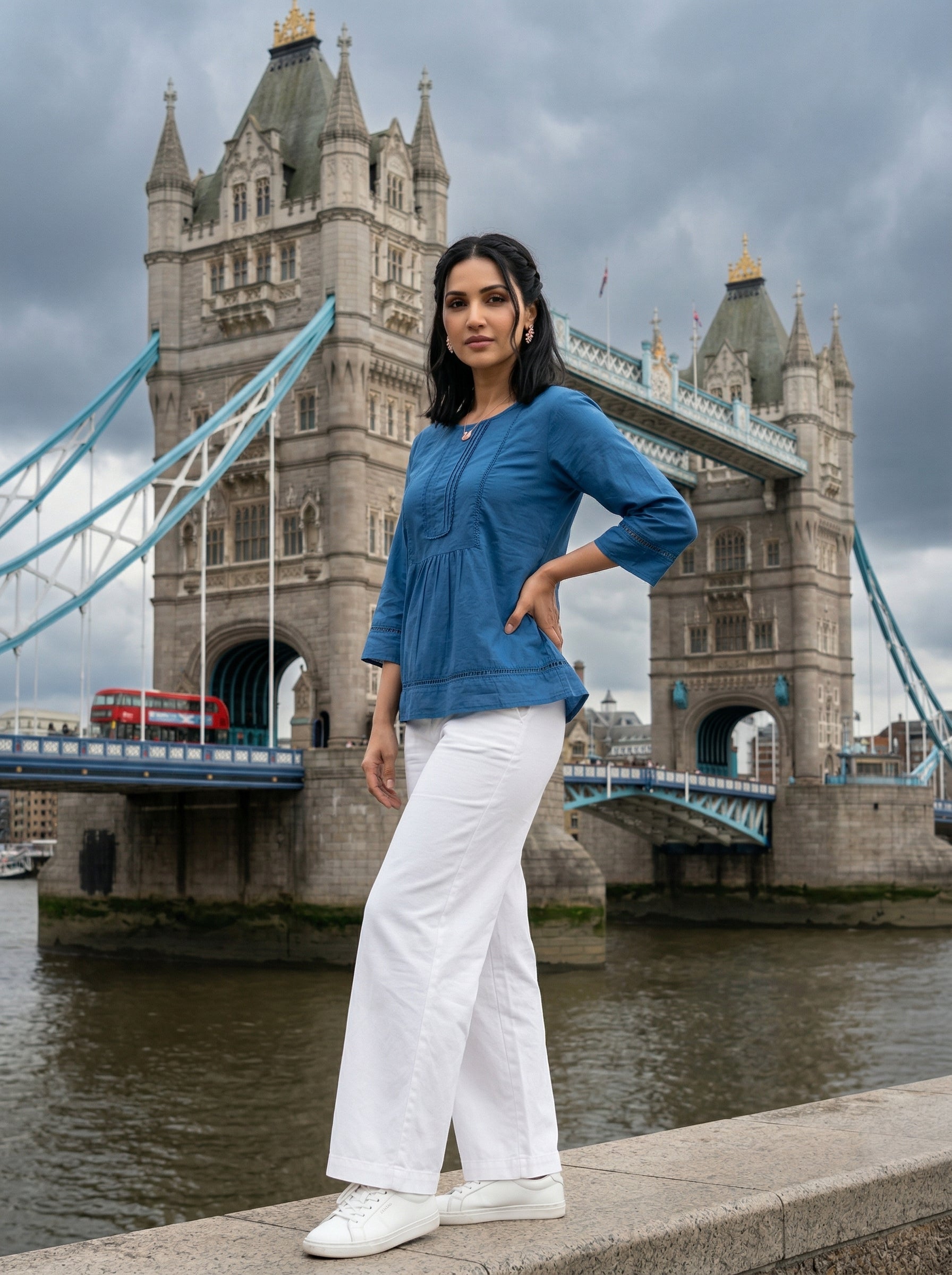 THE ELARA BLUE COTTON  TOP