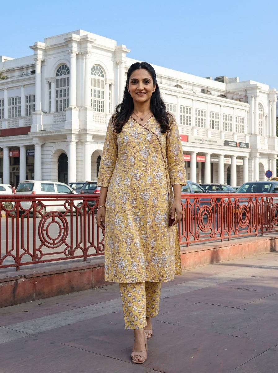 NAZAAKAT YELLOW COTTON KP SET