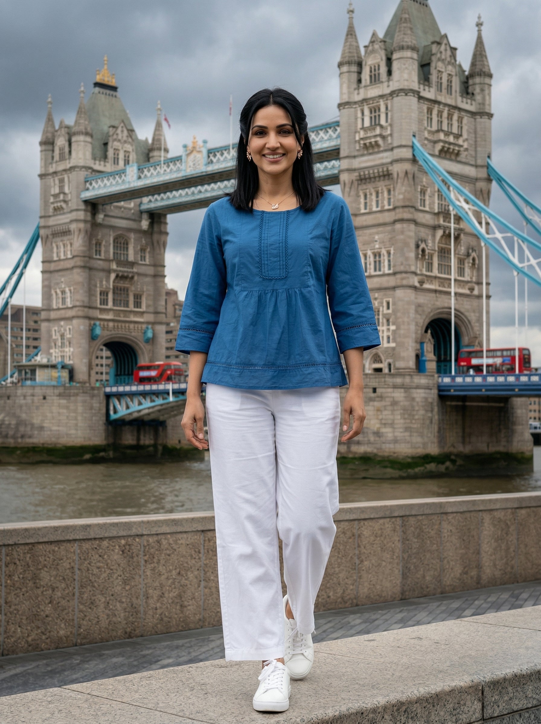 THE ELARA BLUE COTTON  TOP