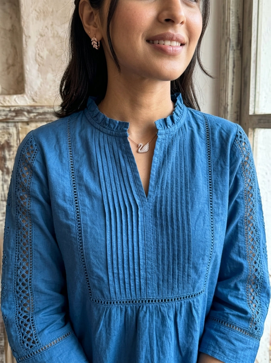 THE ELARA BLUE COTTON  TOP