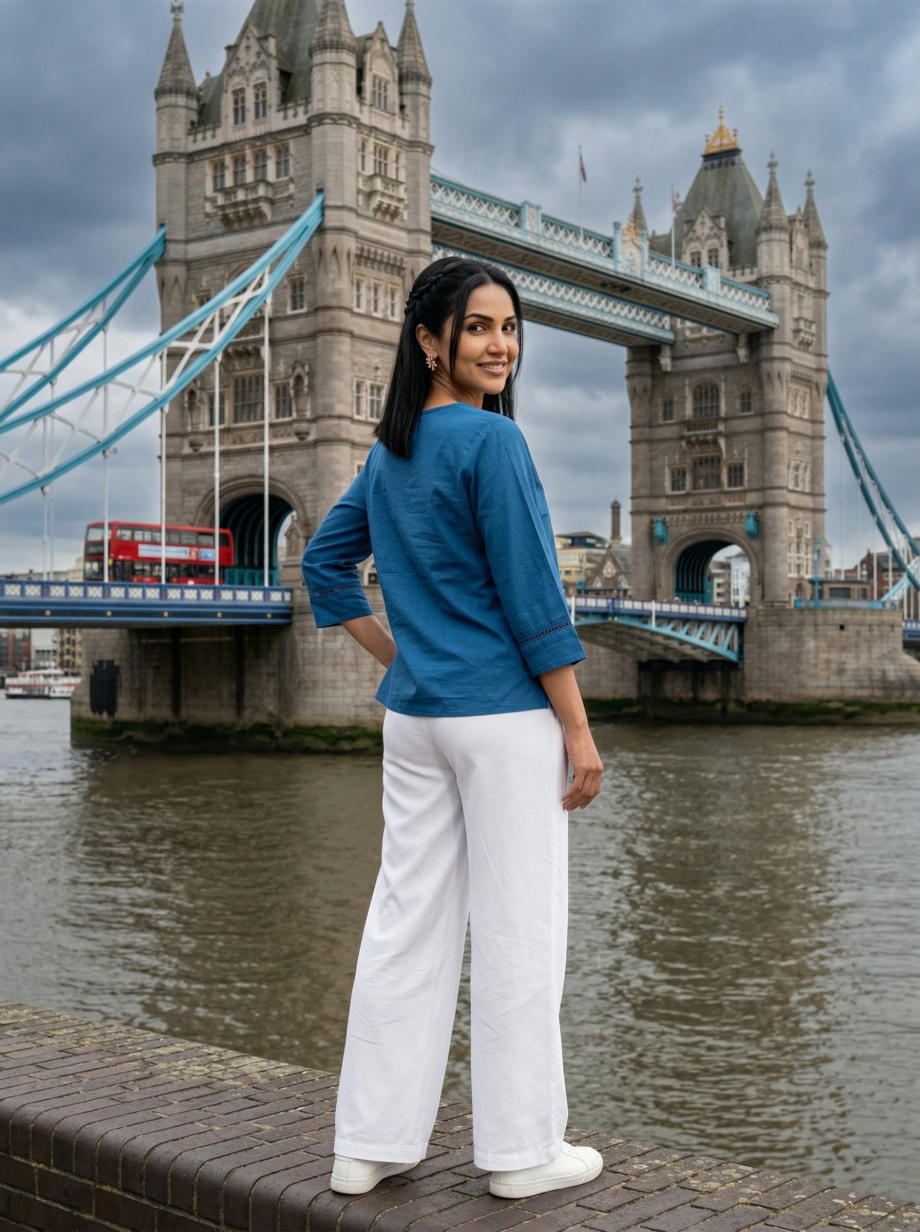 THE ELARA BLUE COTTON  TOP