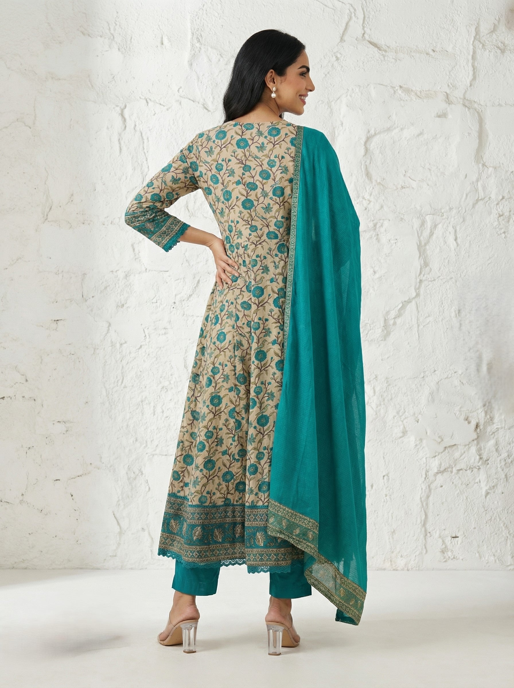 Sky Blue Mughal Jaal Luxury KPD Set