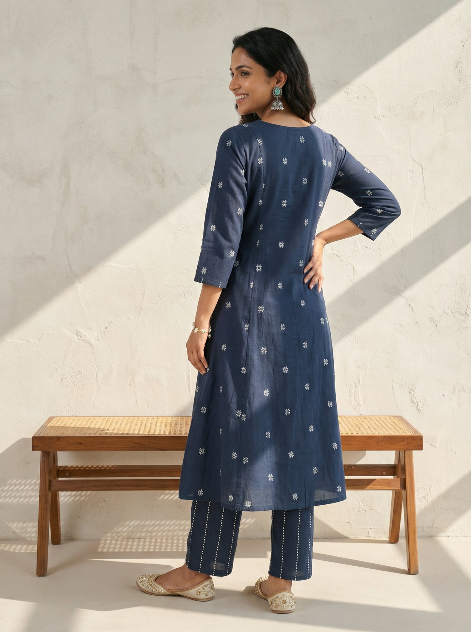 WHISPER OF HANDLOOM WEAVES BLUE SOUTH COTTON KP SET