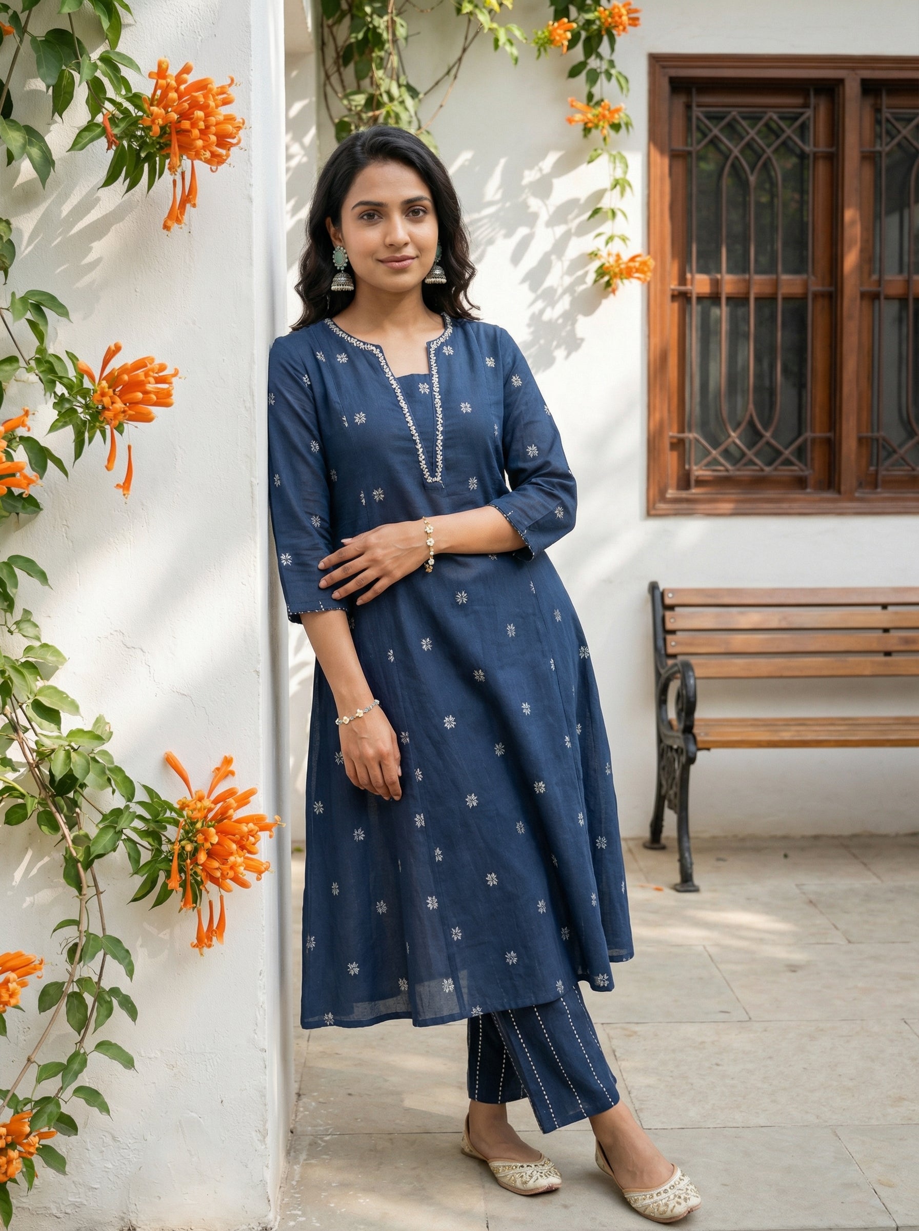 WHISPER OF HANDLOOM WEAVES BLUE SOUTH COTTON KP SET