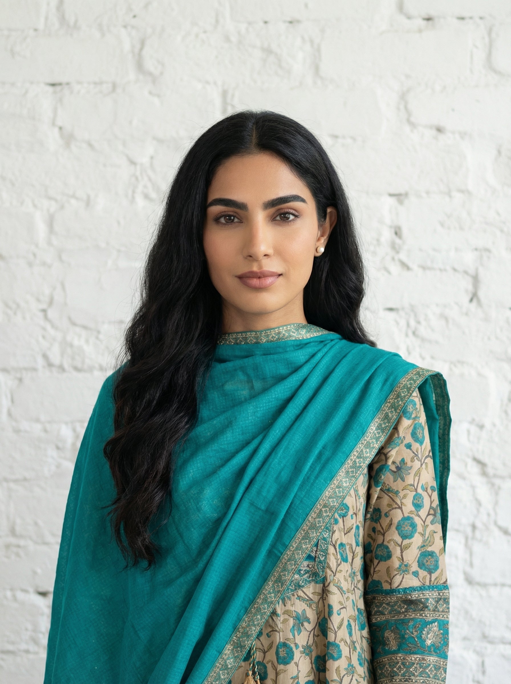 Sky Blue Mughal Jaal Luxury KPD Set