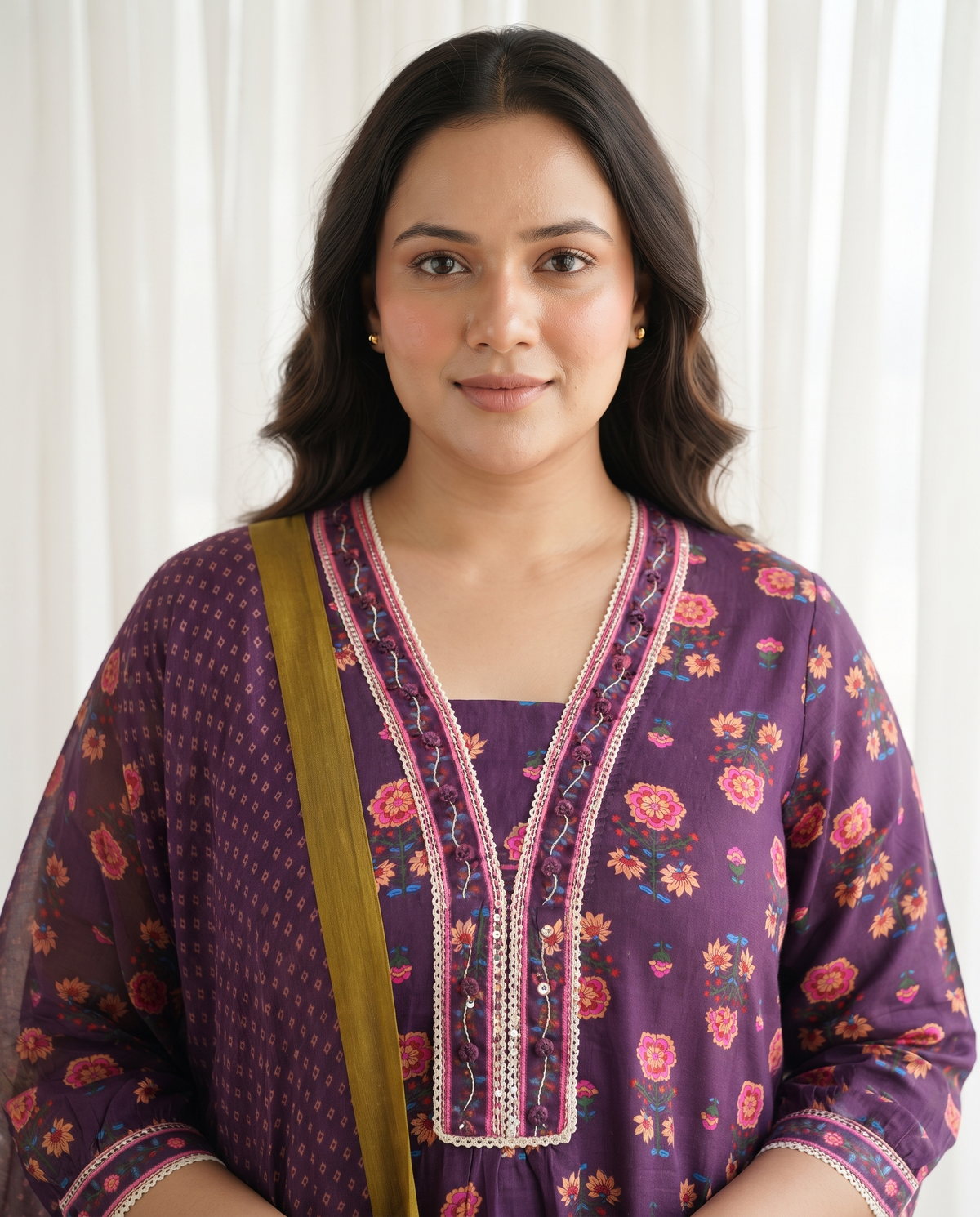 ELARA FLORAL 3 PC SET - PLUM