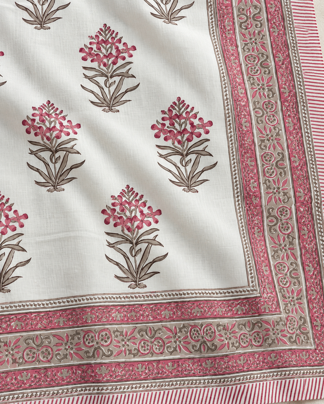 The Blush Pink Floral Butta Thick Cotton Bedsheet