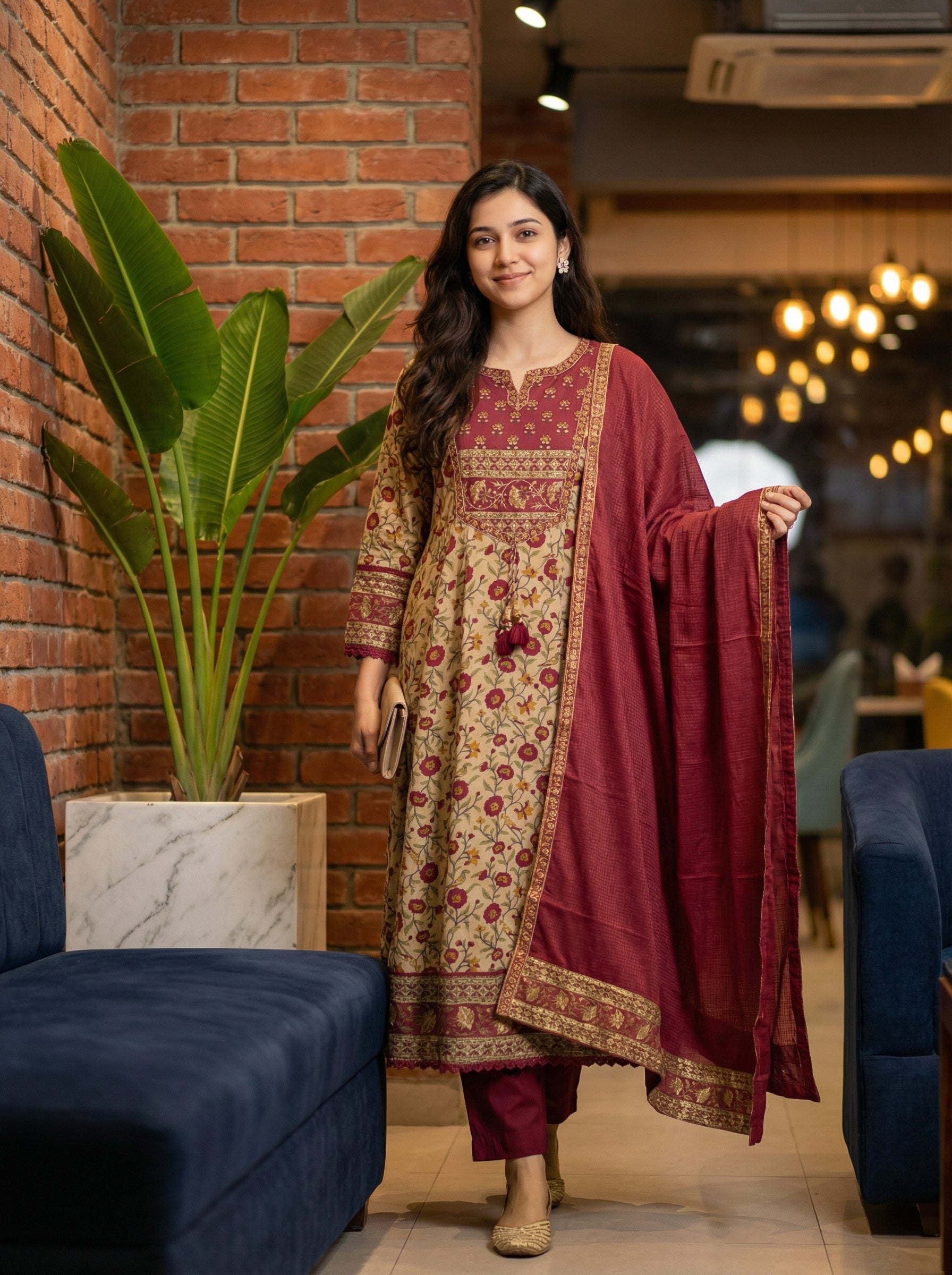 Magenta Mughal Jaal Luxury KPD Set