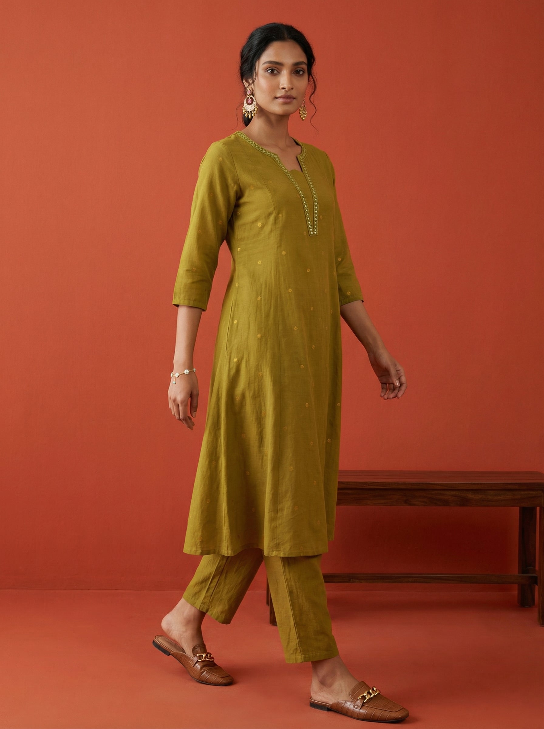 WHISPER OF HANDLOOM WEAVES GREEN SOUTH COTTON KP SET