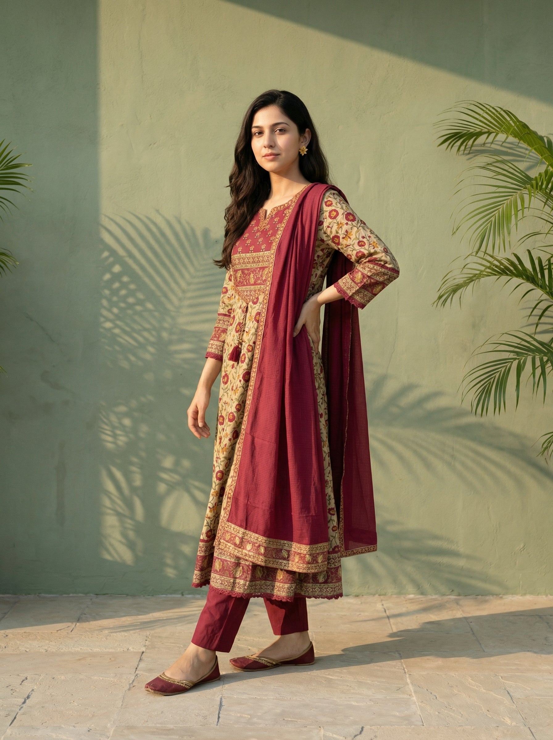 Magenta Mughal Jaal Luxury KPD Set