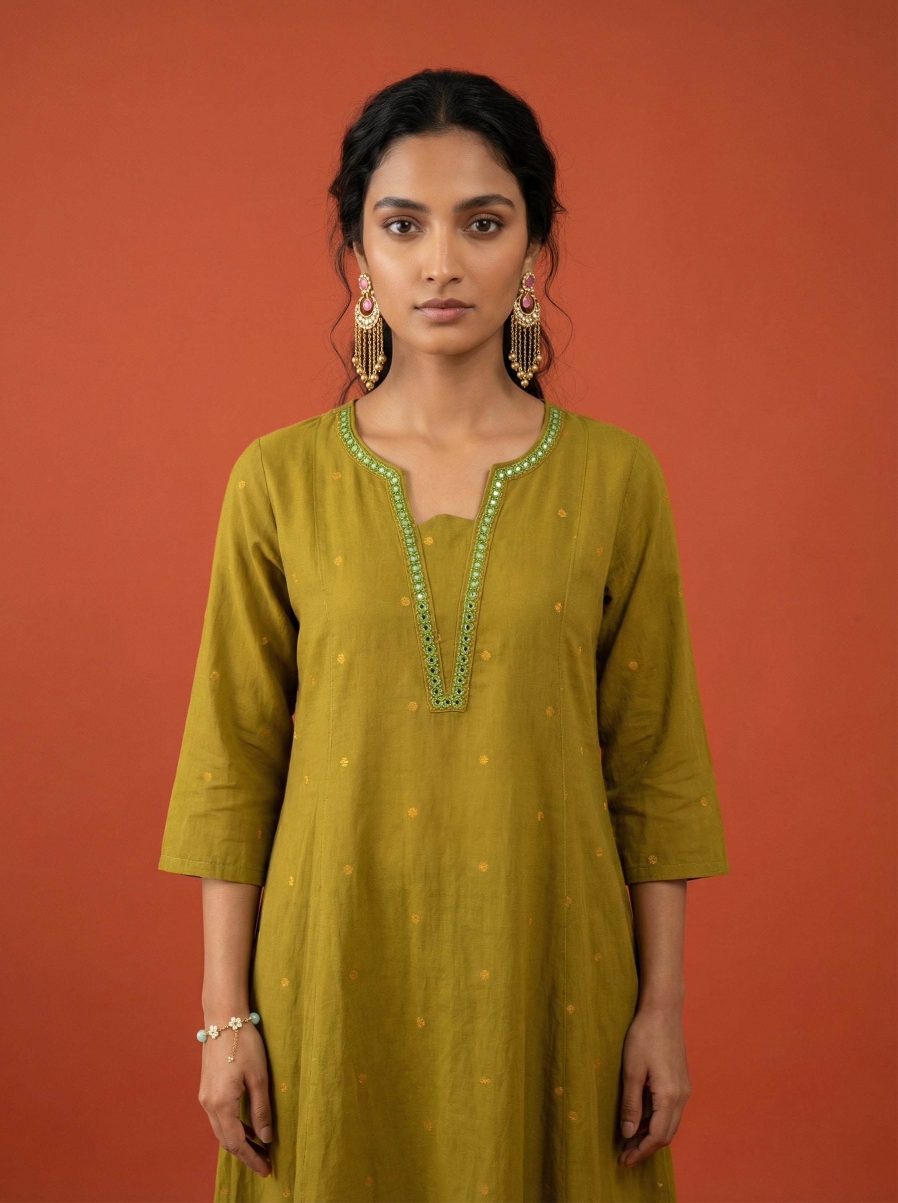 WHISPER OF HANDLOOM WEAVES GREEN SOUTH COTTON KP SET