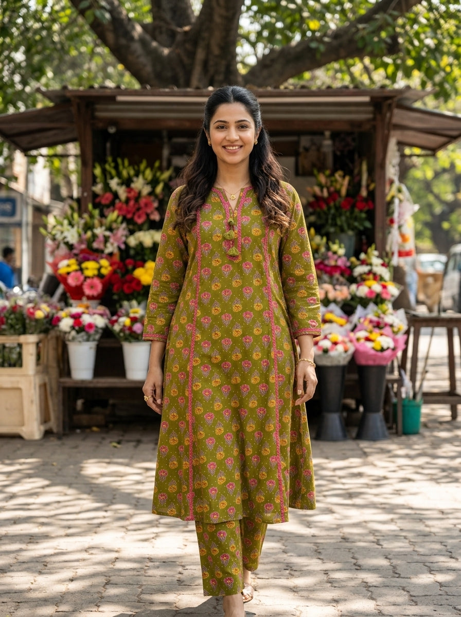 Green Riwayat Cotton KP Set