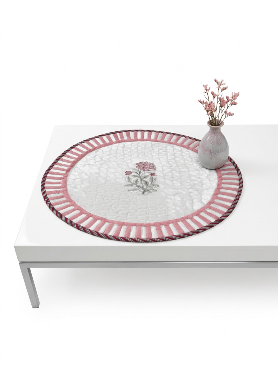Quilted Gul Pushp Butta Round Mat