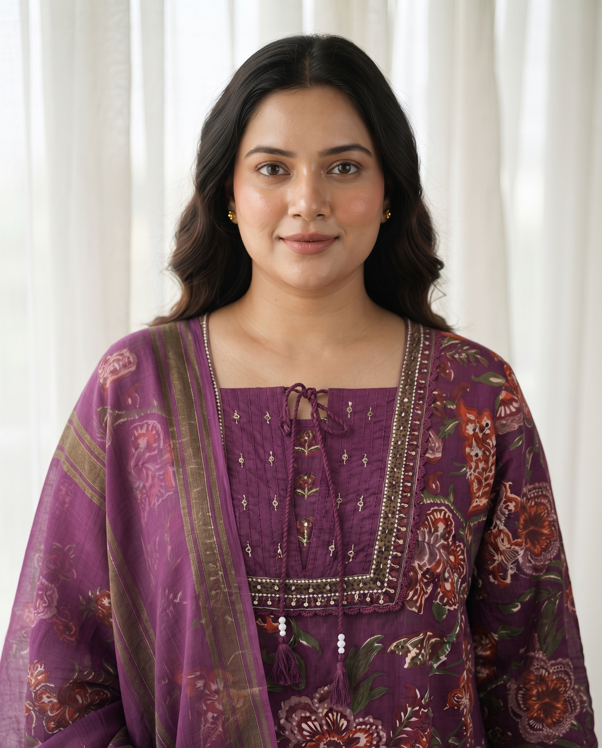 MYRA FLORAL 3 PC SET - PLUM
