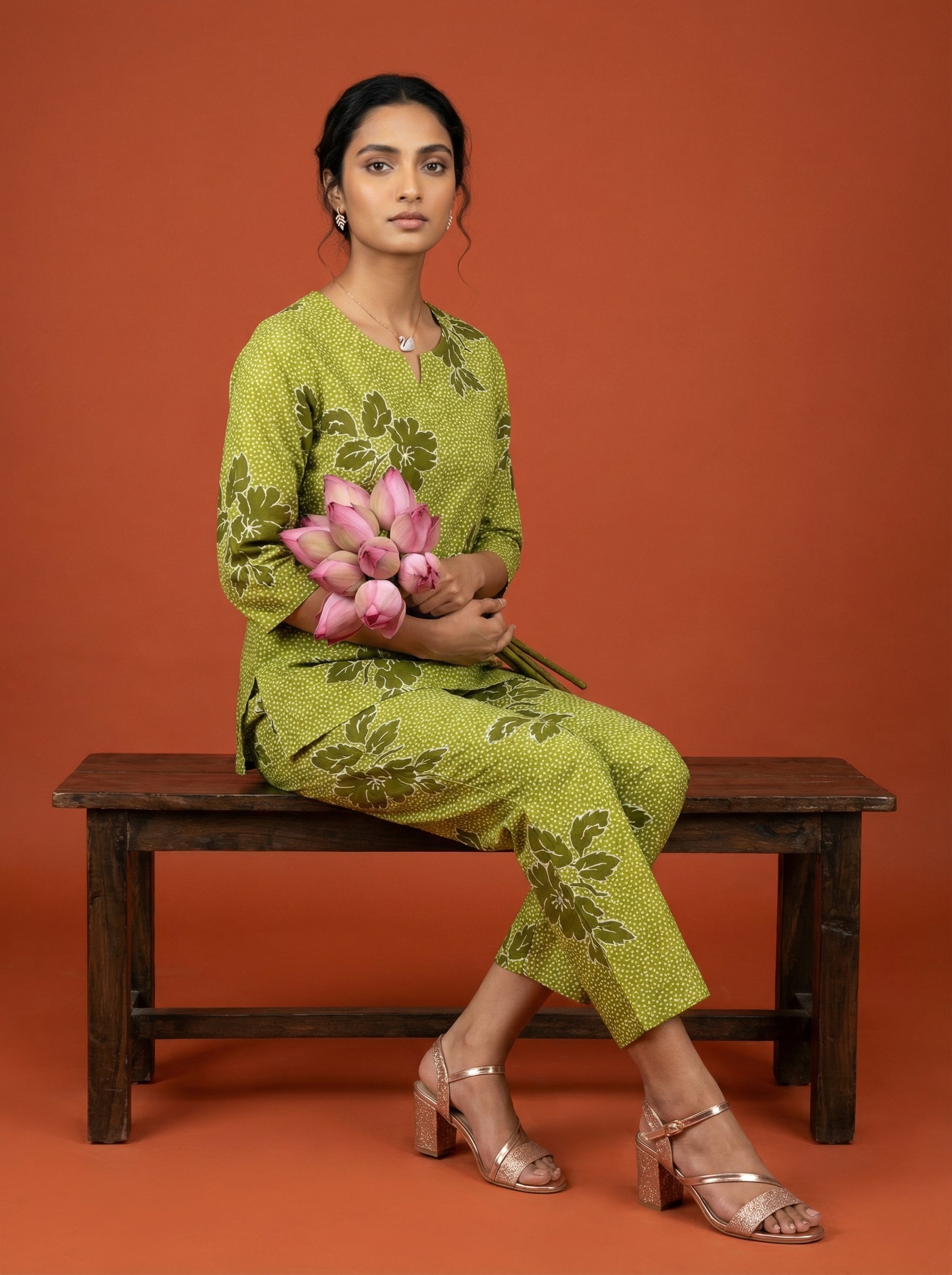 Handprinted Classic Green Cordset