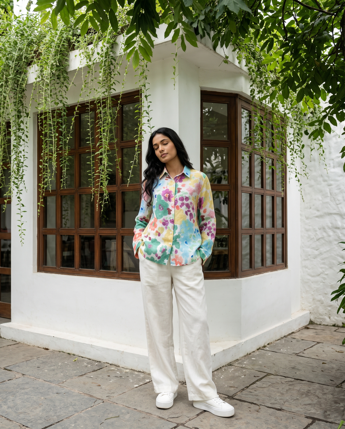 Bamboo Silk 150 GM Pastel Meadow Floral Shirt