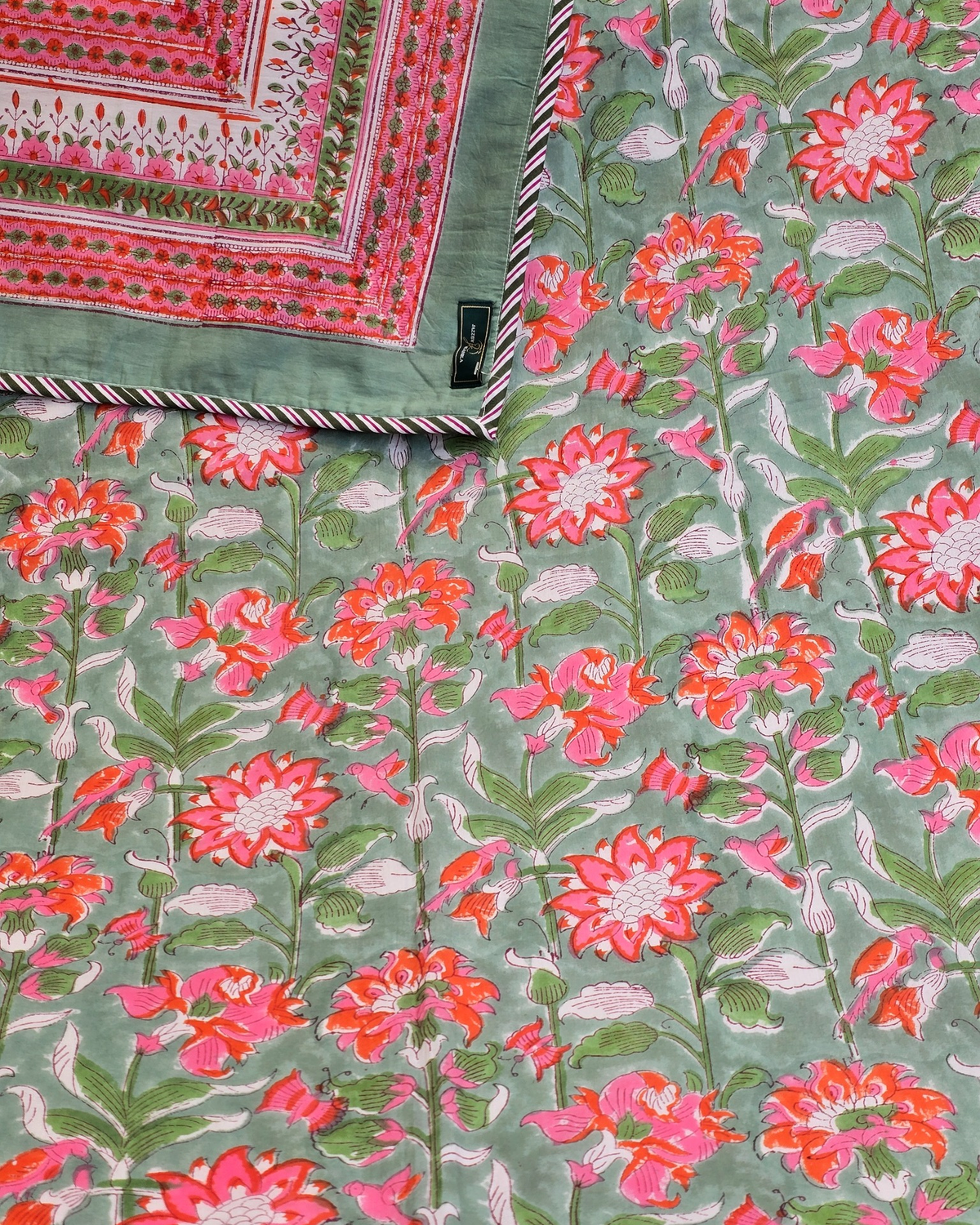 GULABI GARDEN HAND BLOCK COTTON DOHAR