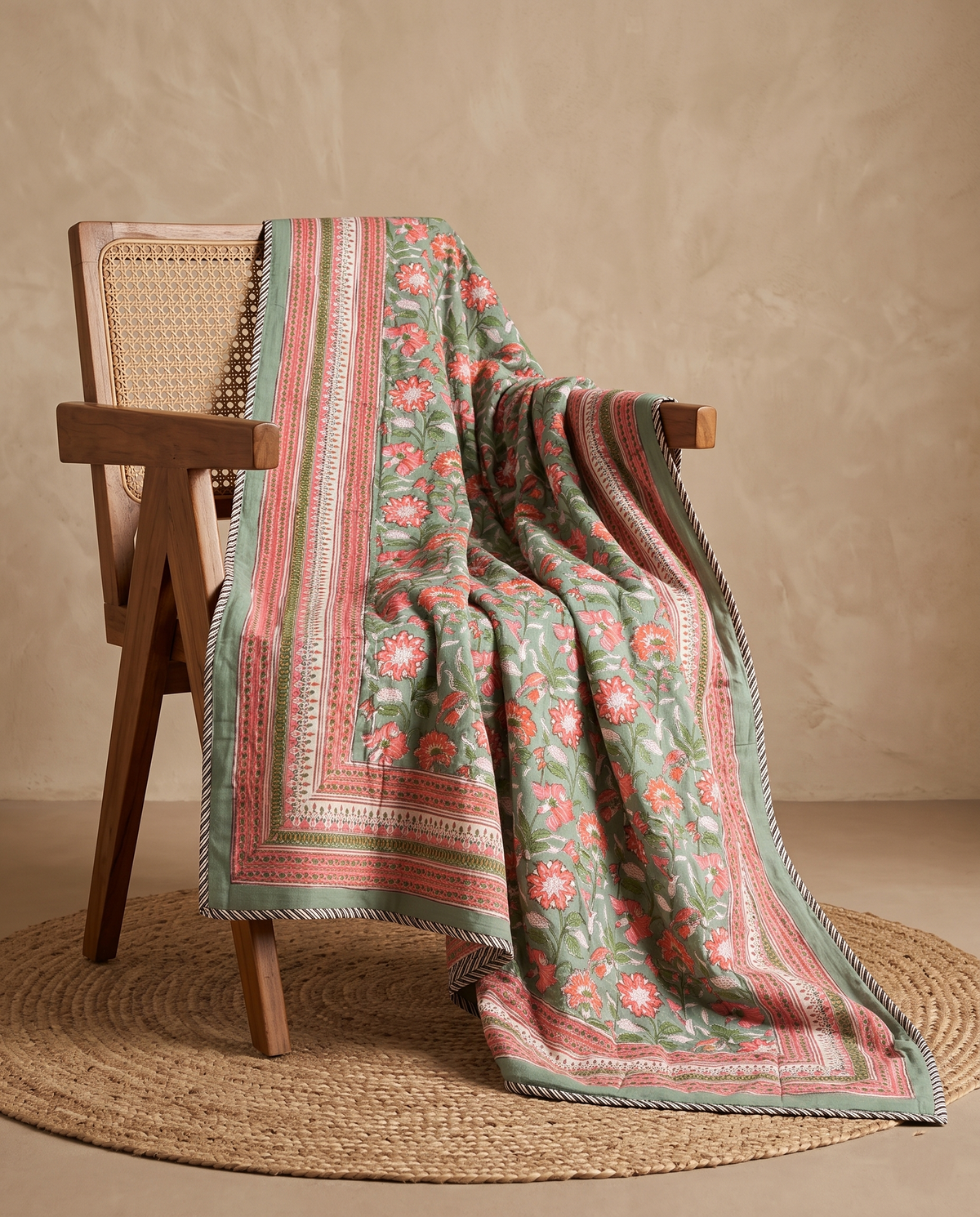 GULABI GARDEN HAND BLOCK COTTON DOHAR