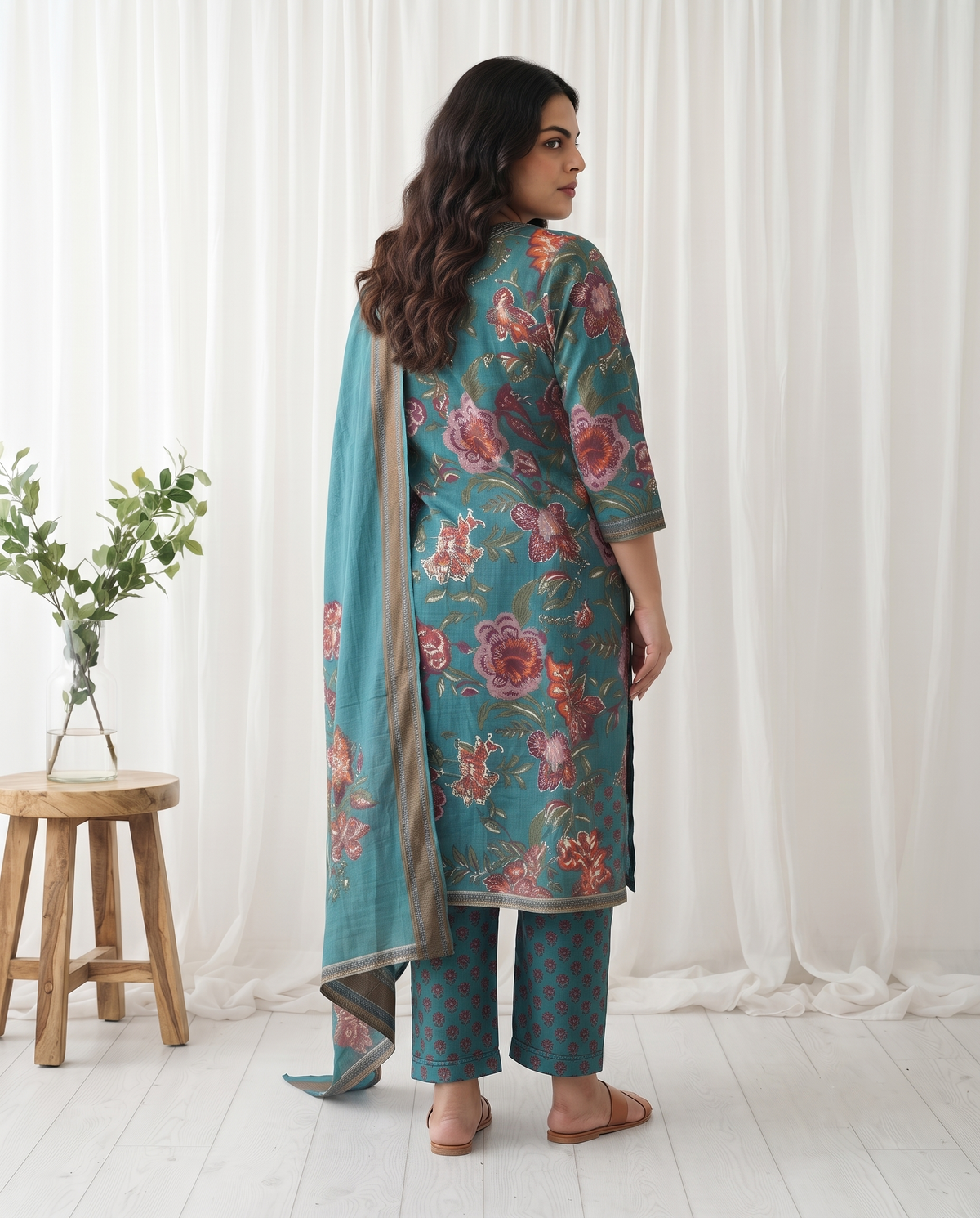 MYRA FLORAL 3 PC SET - TEAL