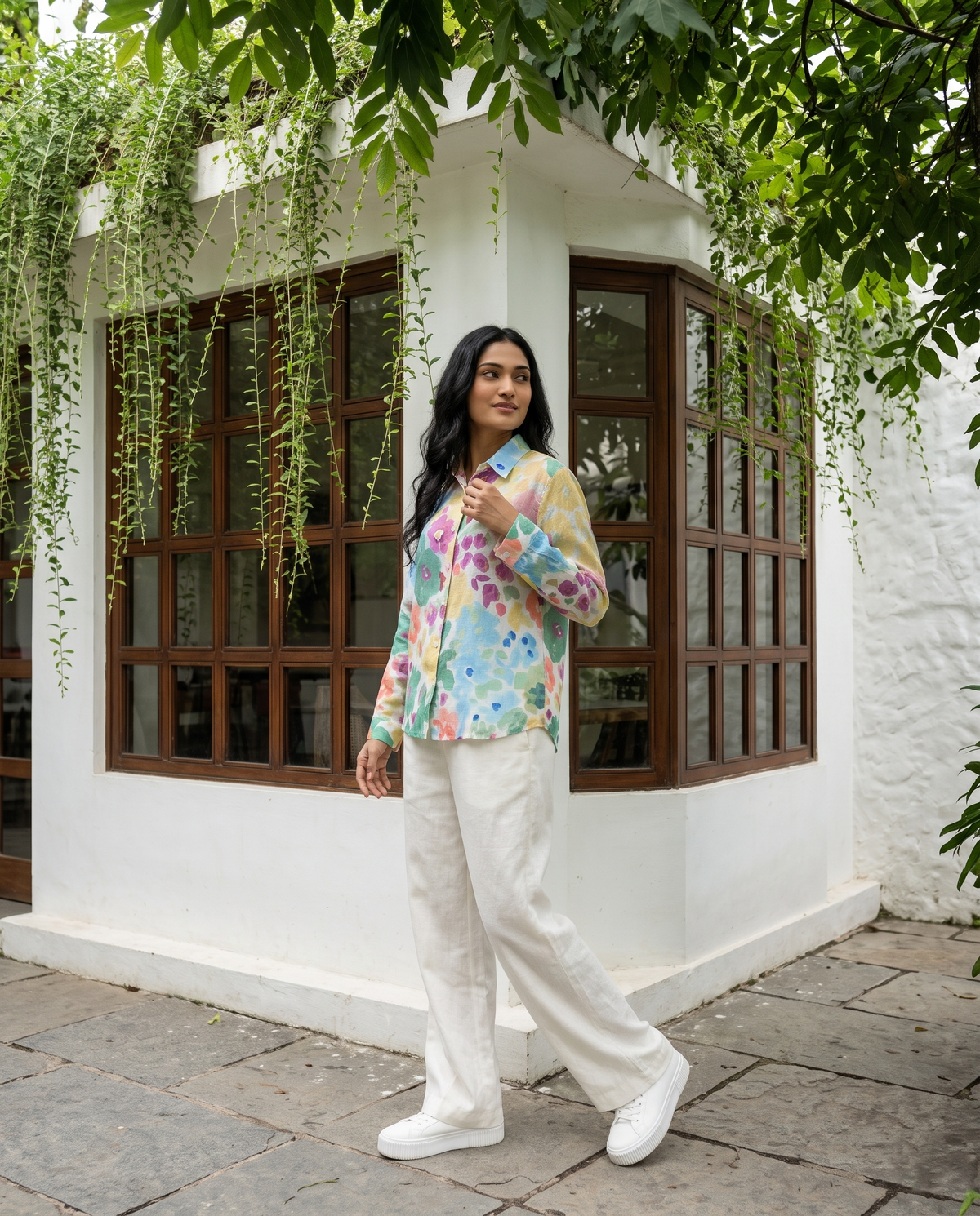 Bamboo Silk 150 GM Pastel Meadow Floral Shirt