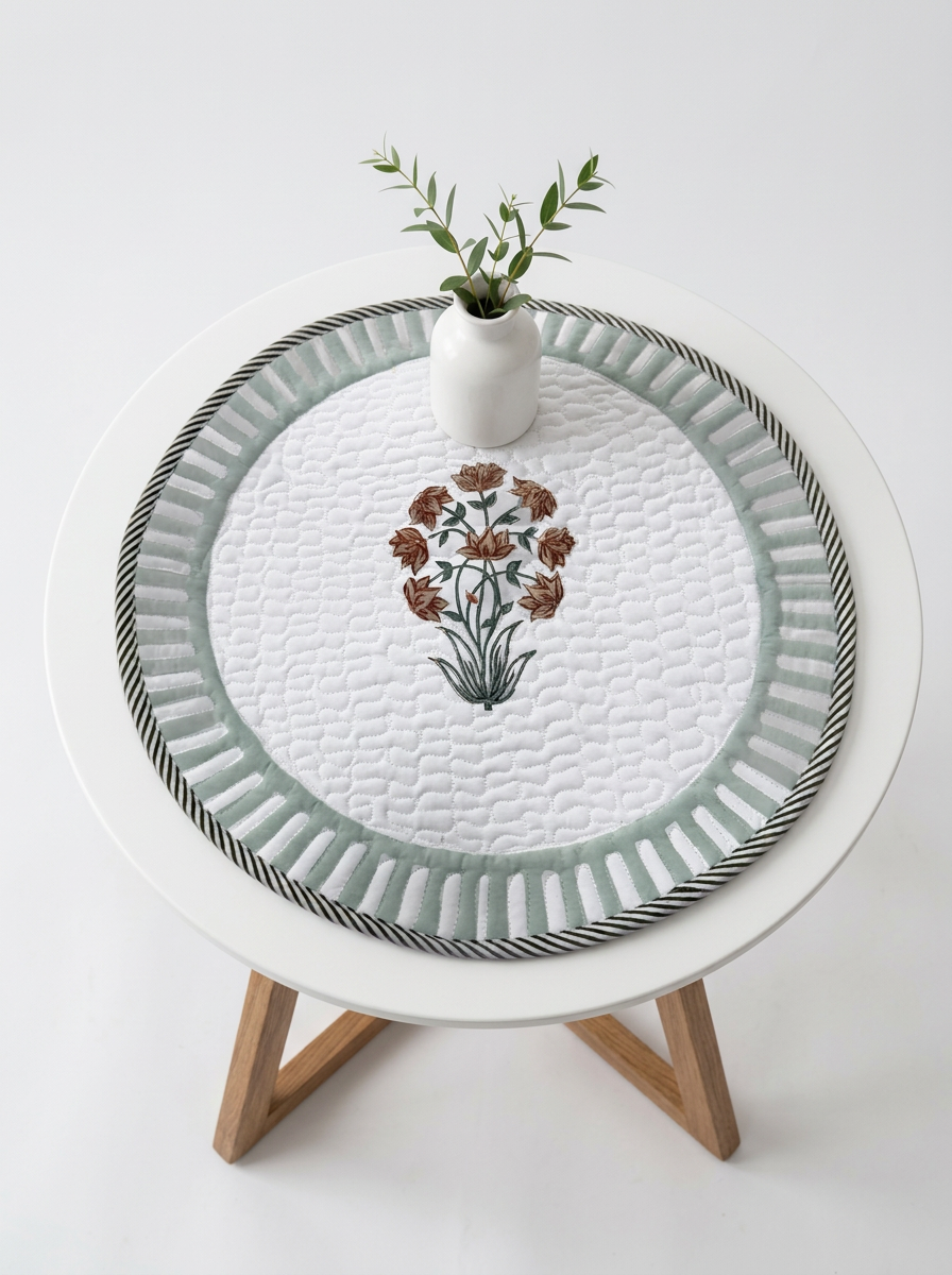 Quilted Saffron Blossom Round Mat