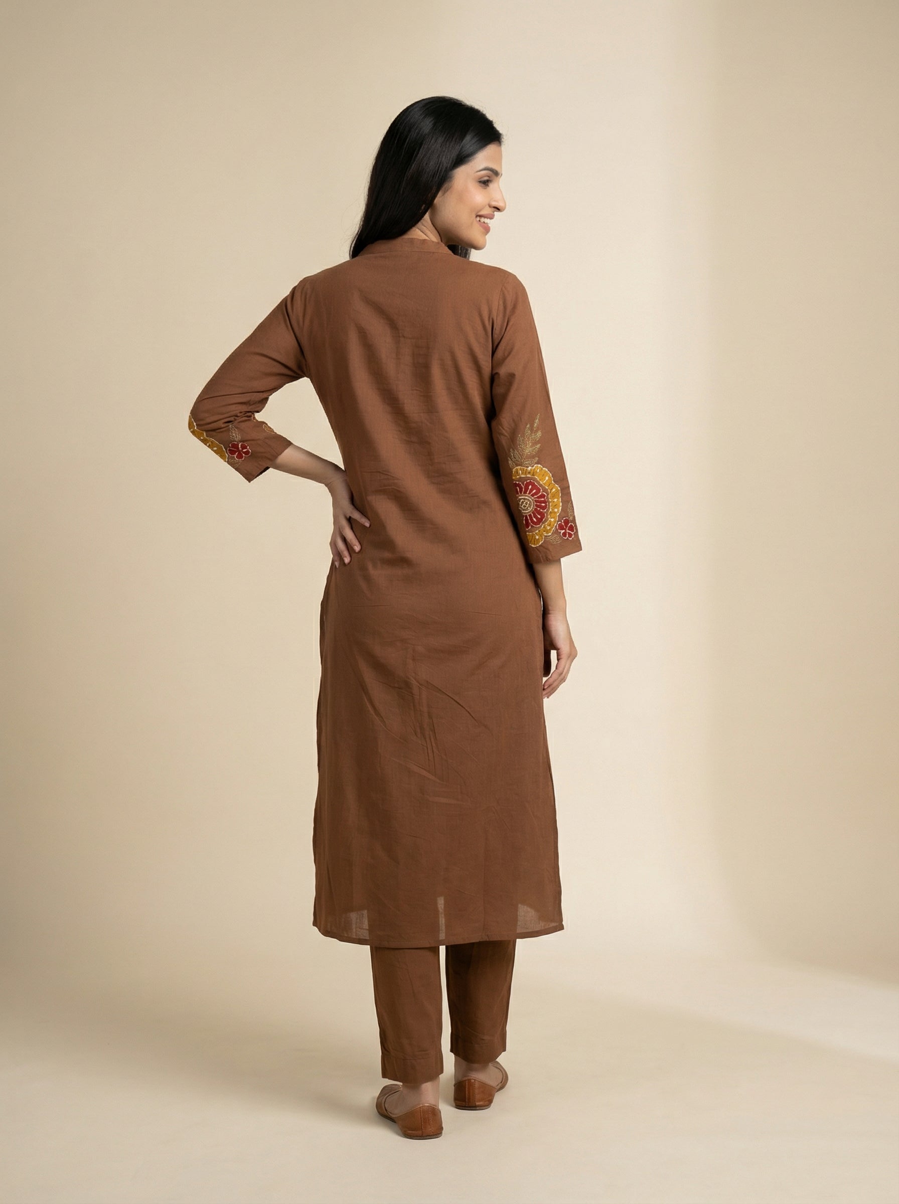 Umber Blossom 3-Piece Brown Set