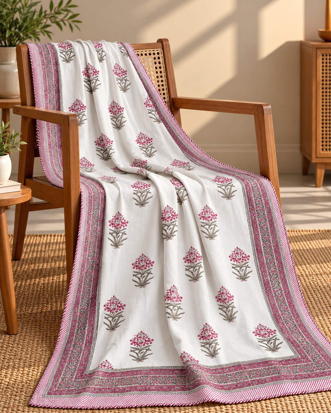 The Rose Petal Handblock Reversible Dohar