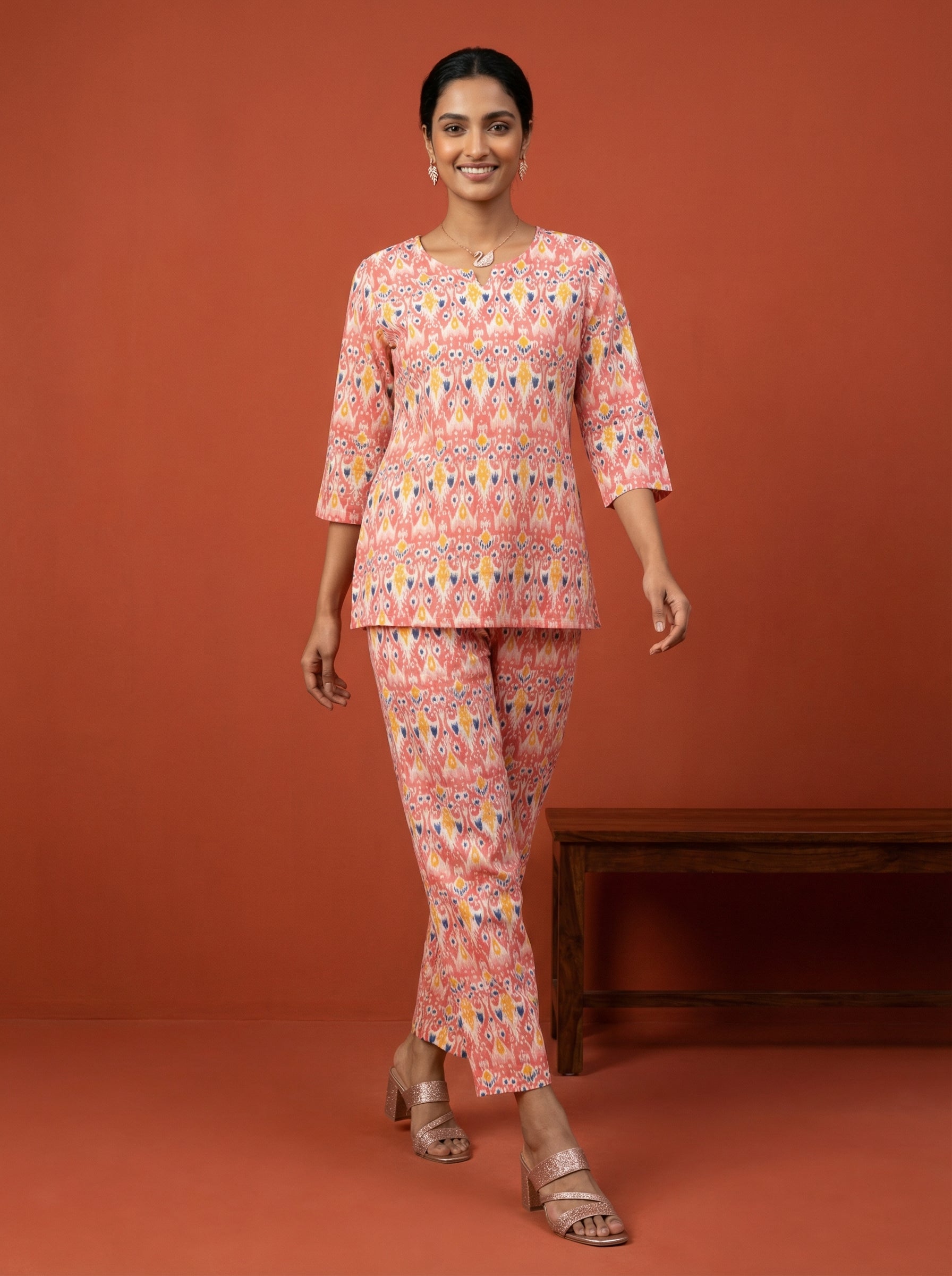 Handprinted Classic Peachish Pink Cordset
