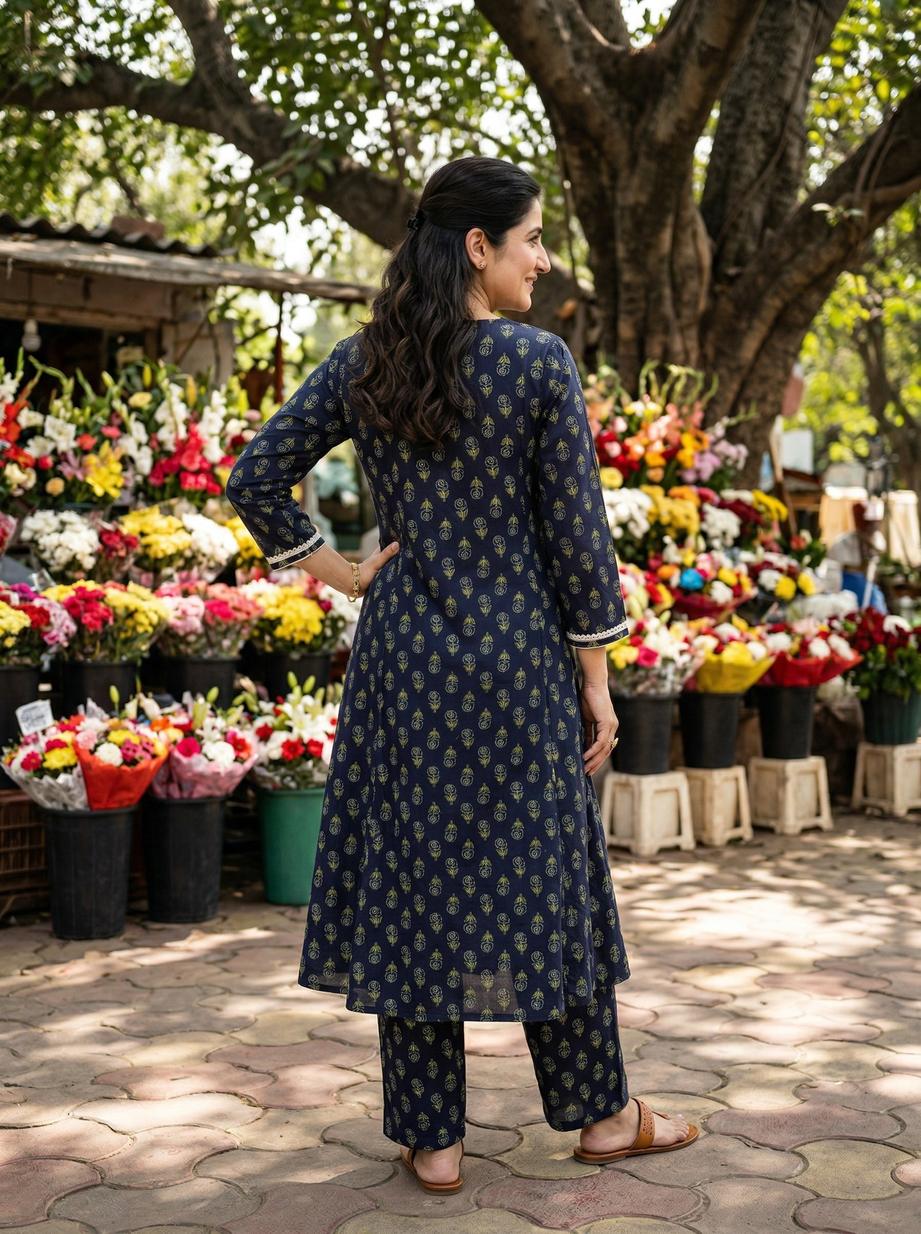 Navy Blue Riwayat Cotton KP Set