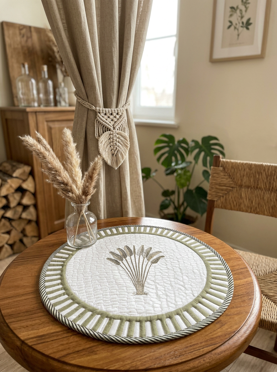 Quilted Meadow Sheaf Round Mat
