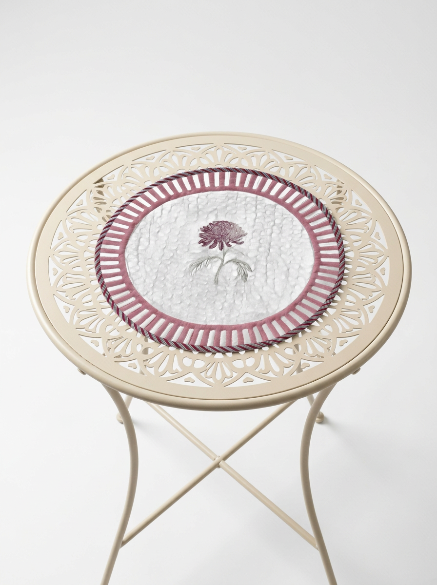 Quilted Blushing Blossom Round Mat