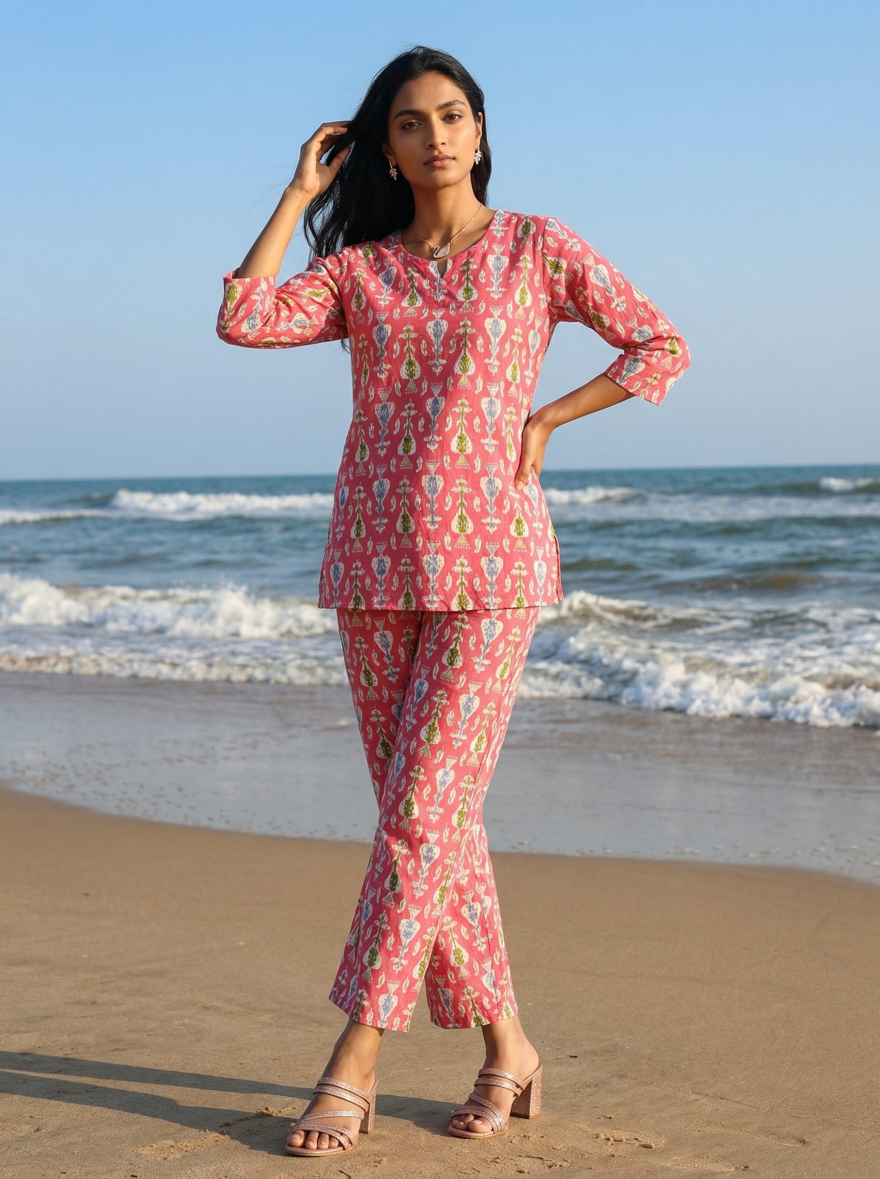 Handprinted Classic Cotton Pink Cordset