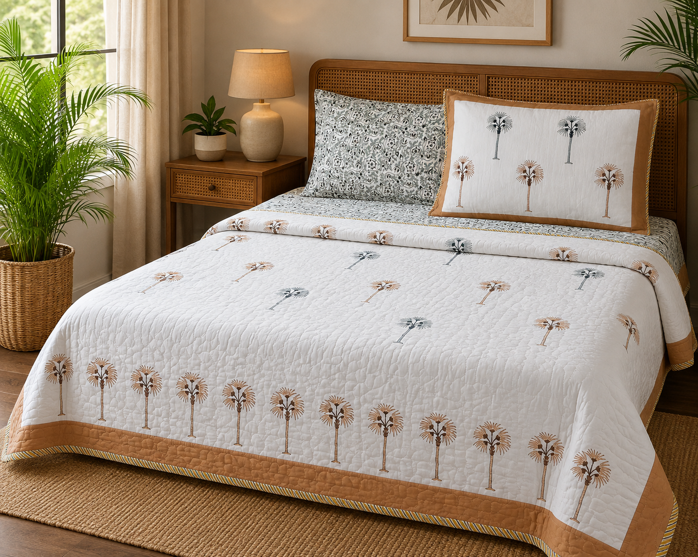 Sandalwood Palm Comforter (Hand Block) - 90*108