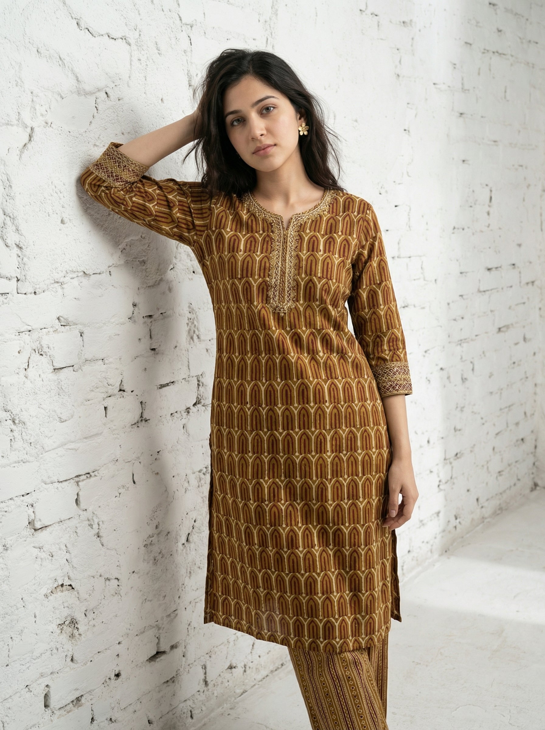 Urban Rang Cotton Mustard Brown KPD Set