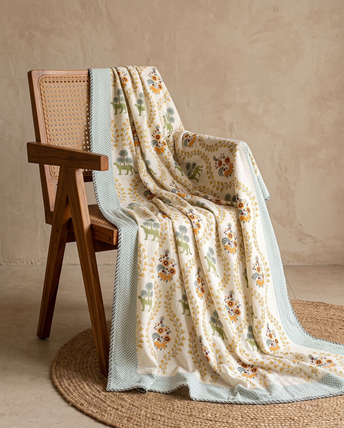 SAFARI BLOOM HAND BLOCK COTTON DOHAR