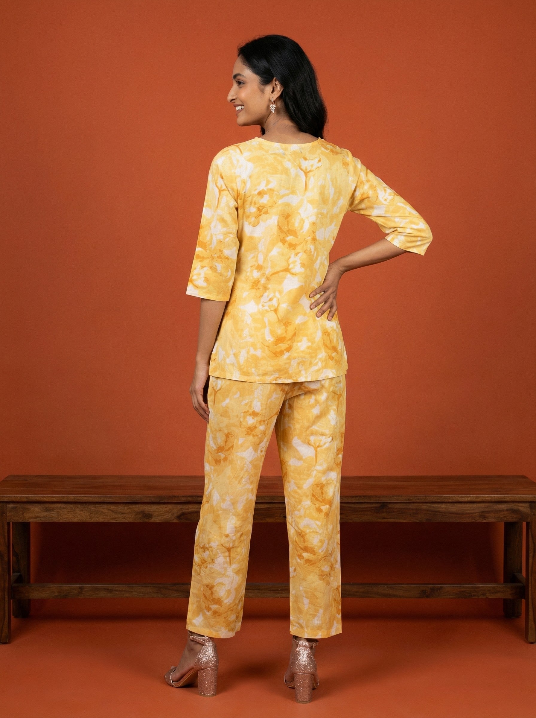 Handprinted Classic Cotton Yellow Cordset