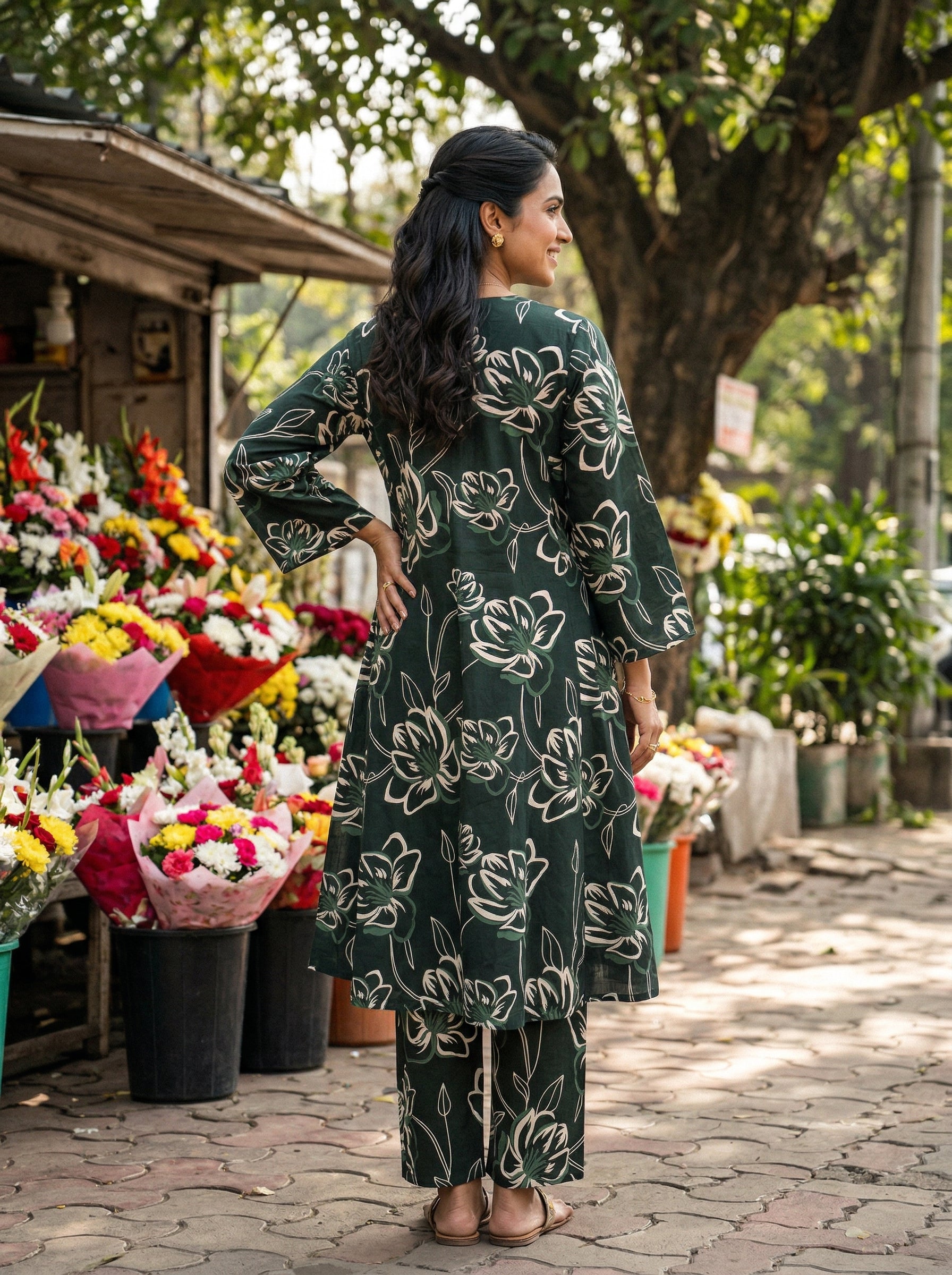 Bottle Green Baghbaan Cotton KP Set