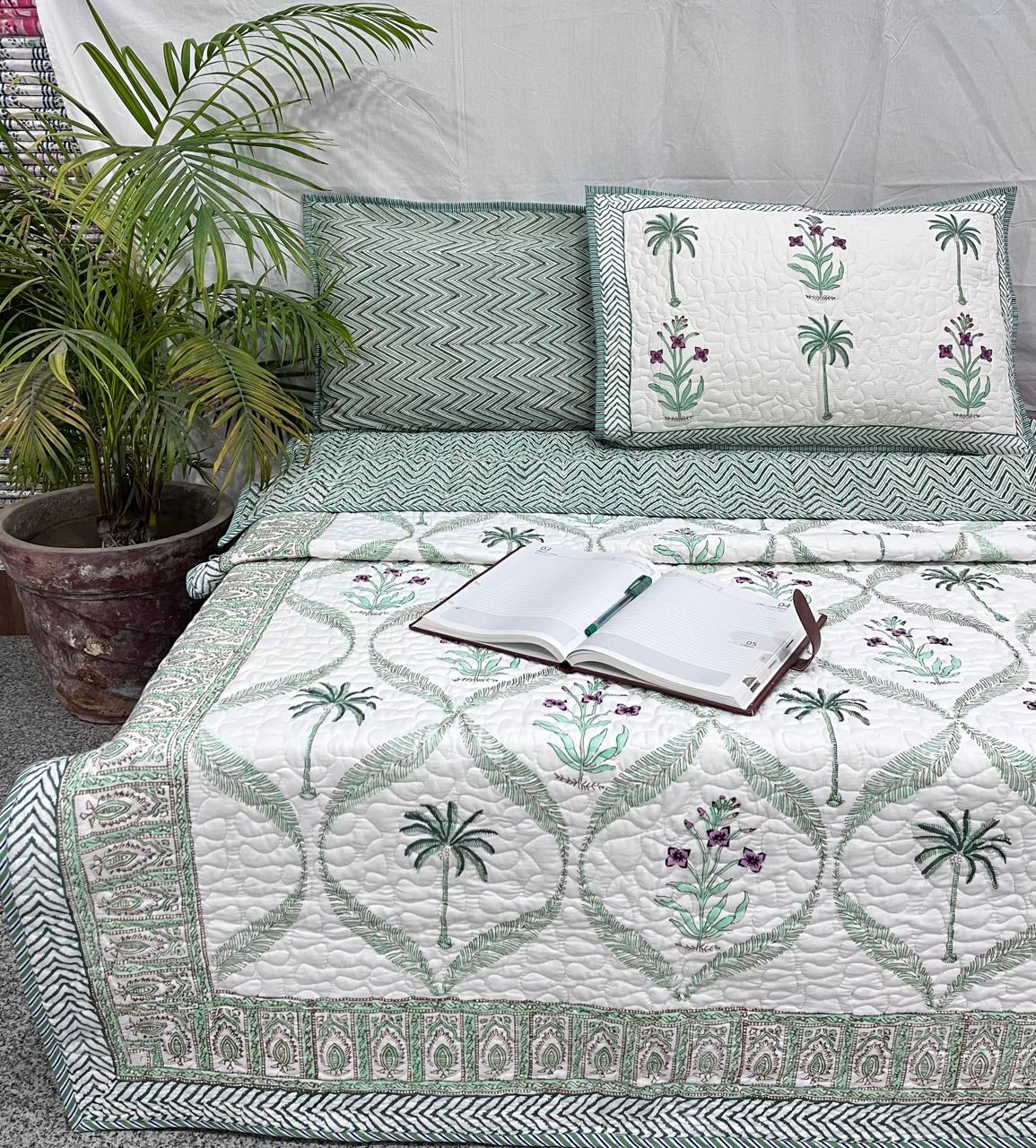 Moss Palm Garden Comforter (Hand Block) - 90*108