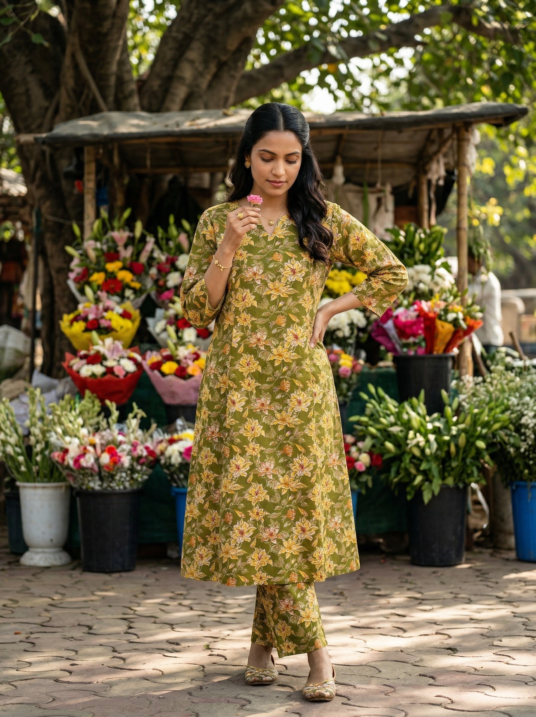 Green Everyday Elegance Cotton KP Set