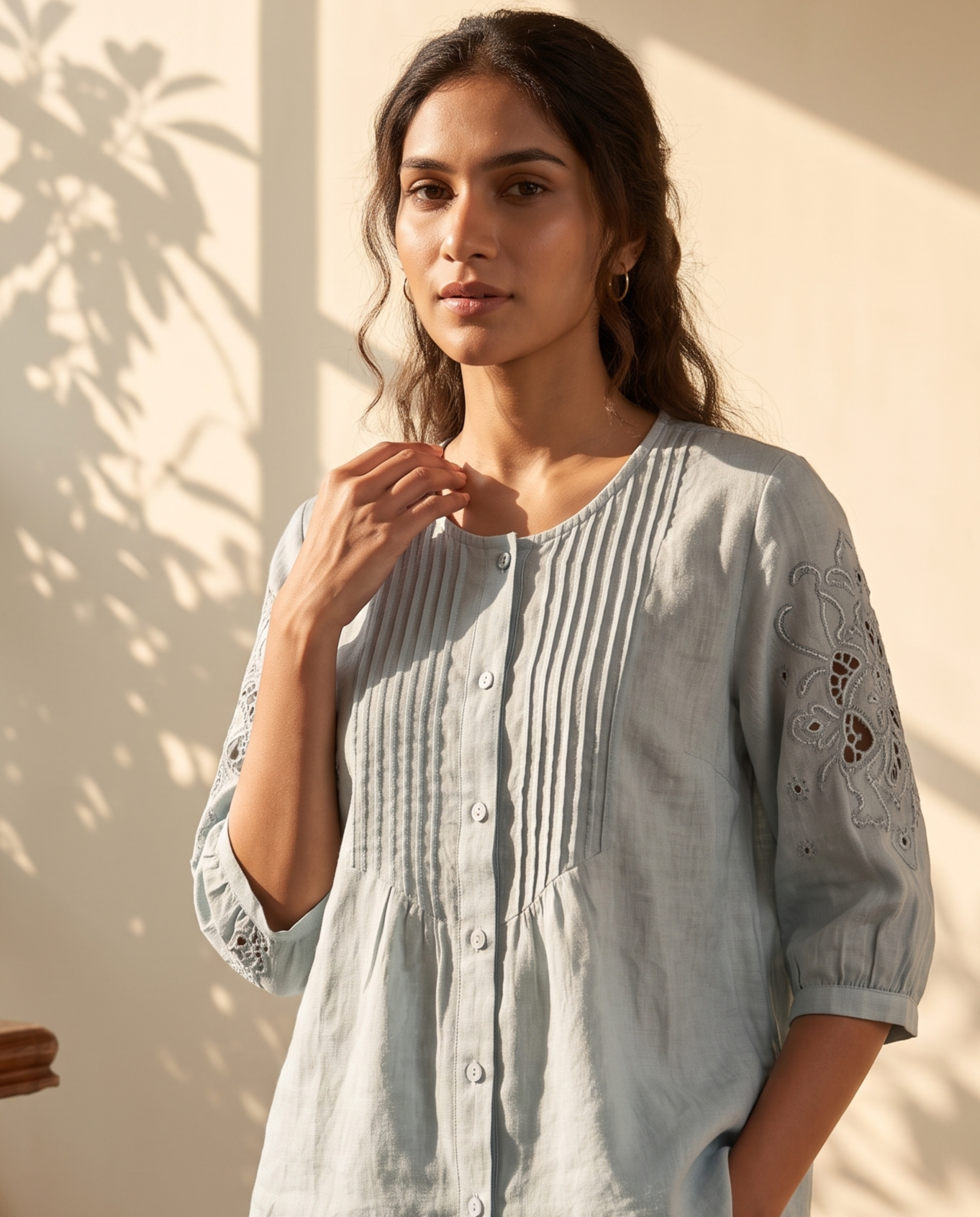 Sage Mist European Linen Top - Sage Grey