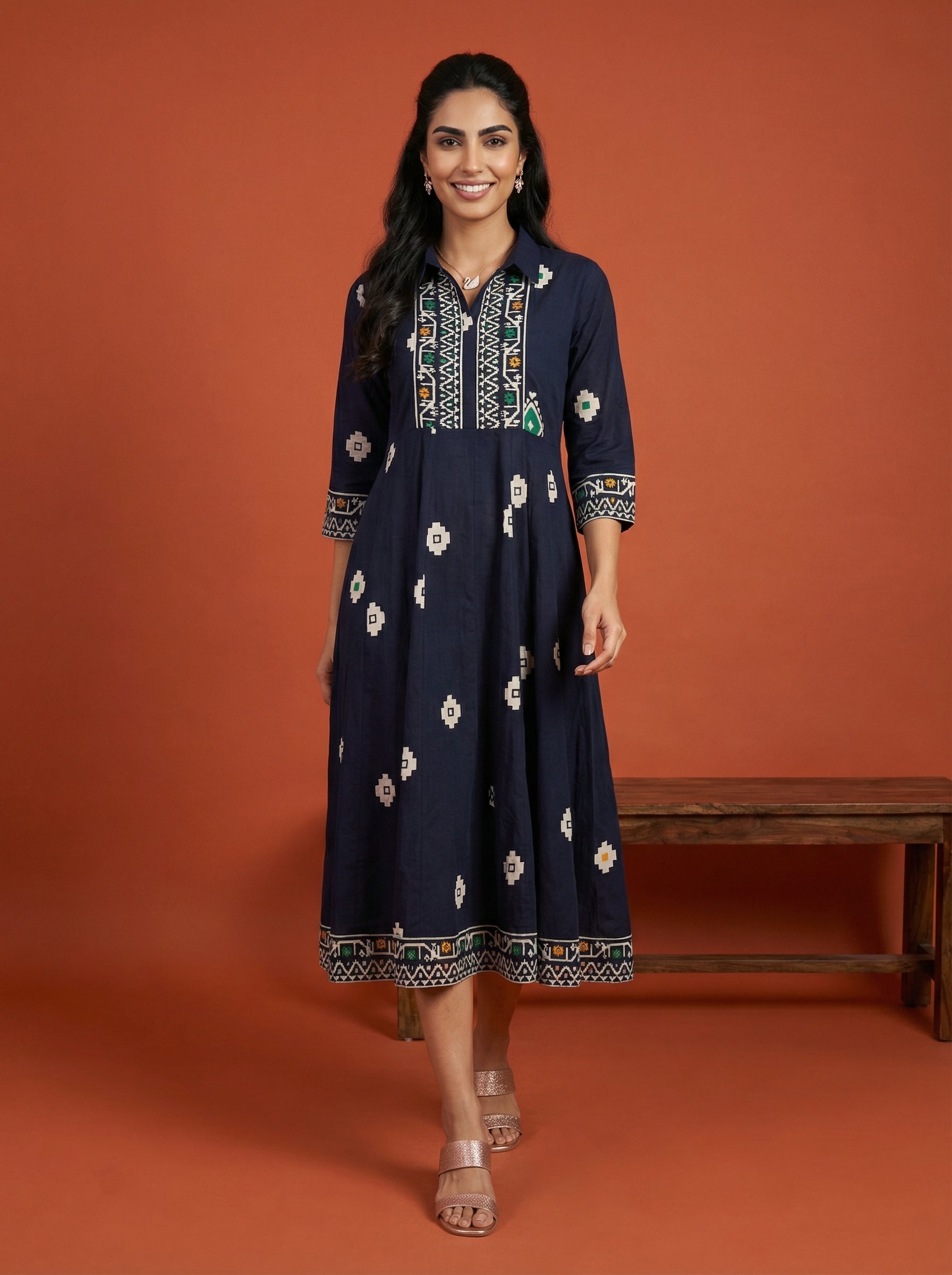 Border Buzz Blue Anarkali Dress