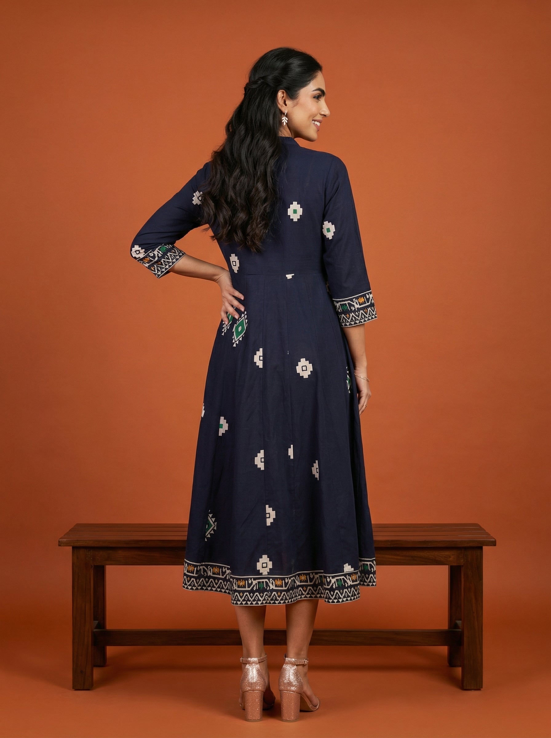 Border Buzz Blue Anarkali Dress